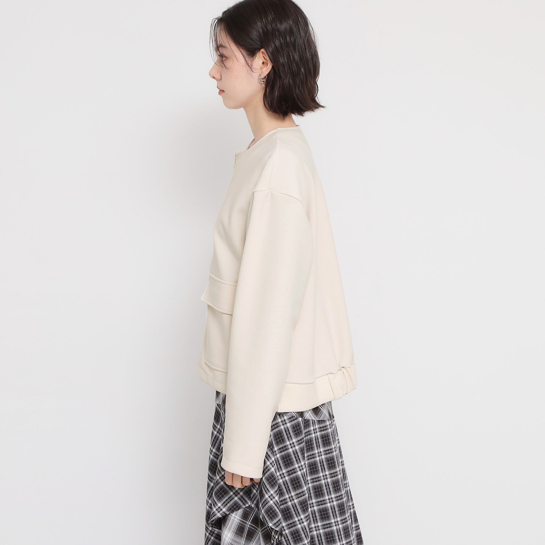 THE SHOP TK「ダンボールカルゼジャケット」|ノーカラージャケット|