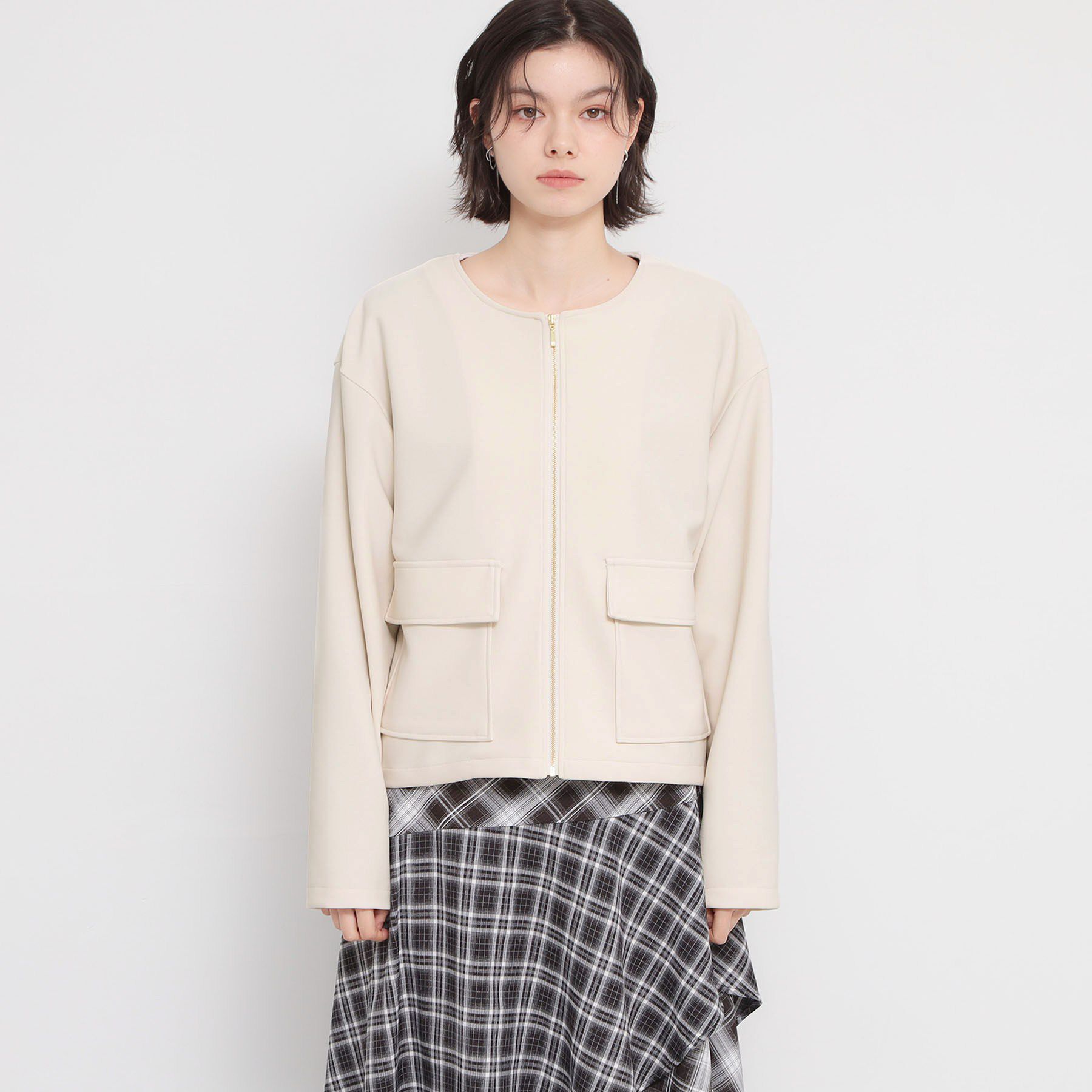 THE SHOP TK「ダンボールカルゼジャケット」|ノーカラージャケット|