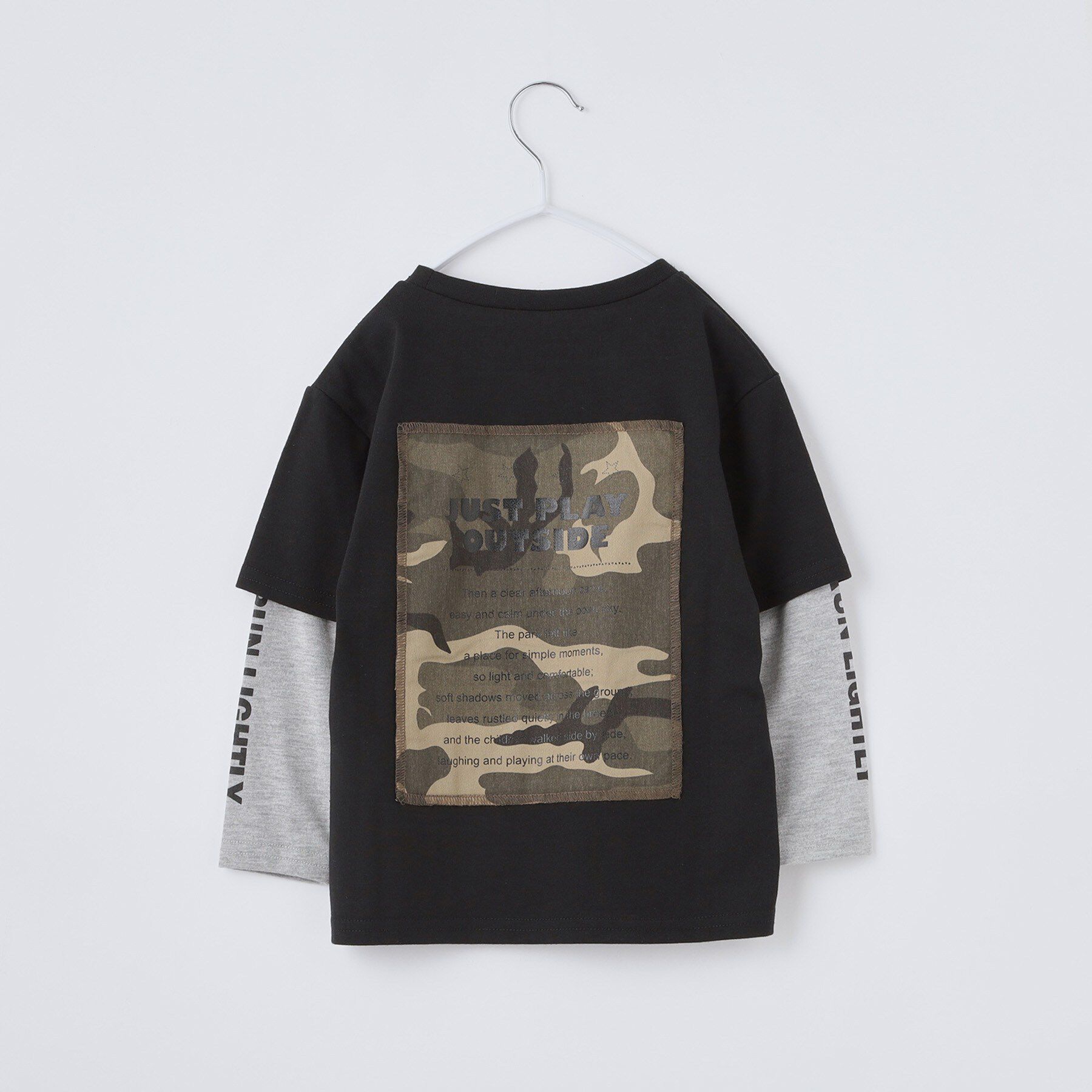 THE SHOP TK「【110-160】袖レイヤード長袖迷彩アップリケ」|Tシャツ・カットソー|