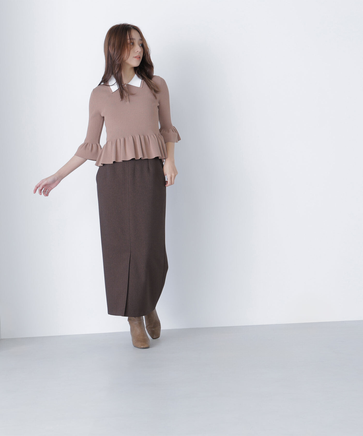  「ダブルカラーペプラムニット」|ニット・セーター|