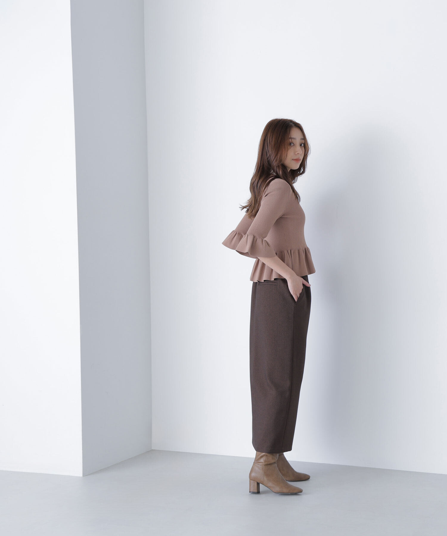  「ダブルカラーペプラムニット」|ニット・セーター|