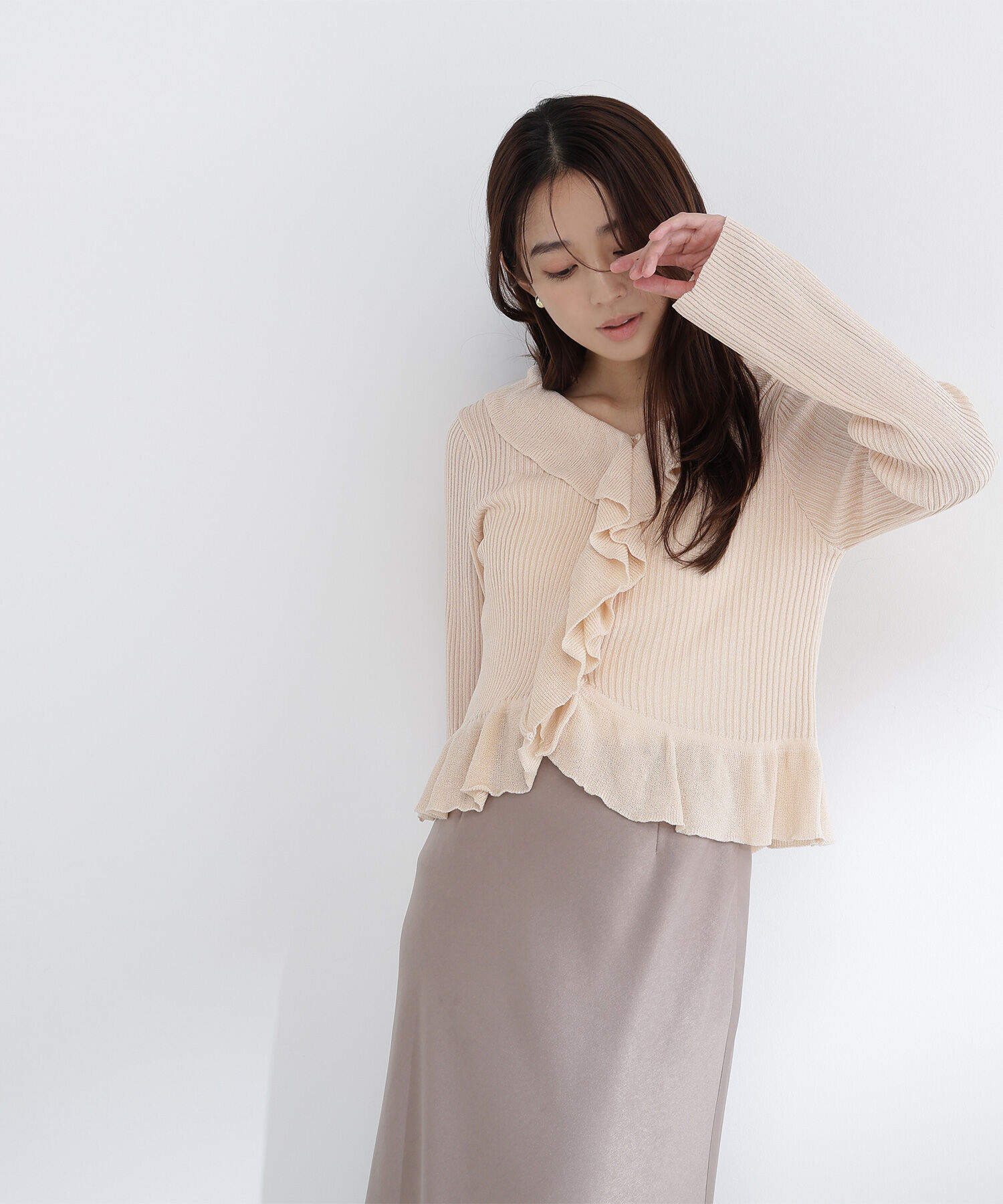  「フリルトリムカーディガン」|ニット・セーター|