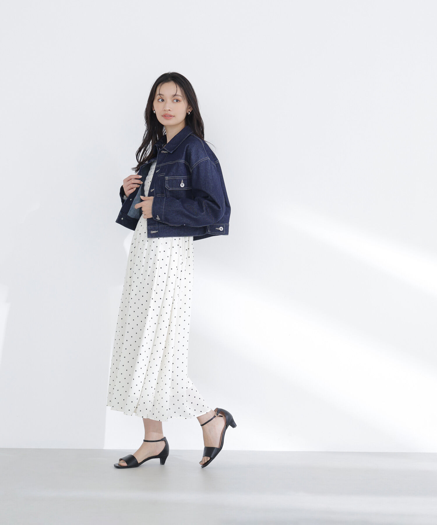  「ドットプリントシャーリングワンピース」|ワンピース|