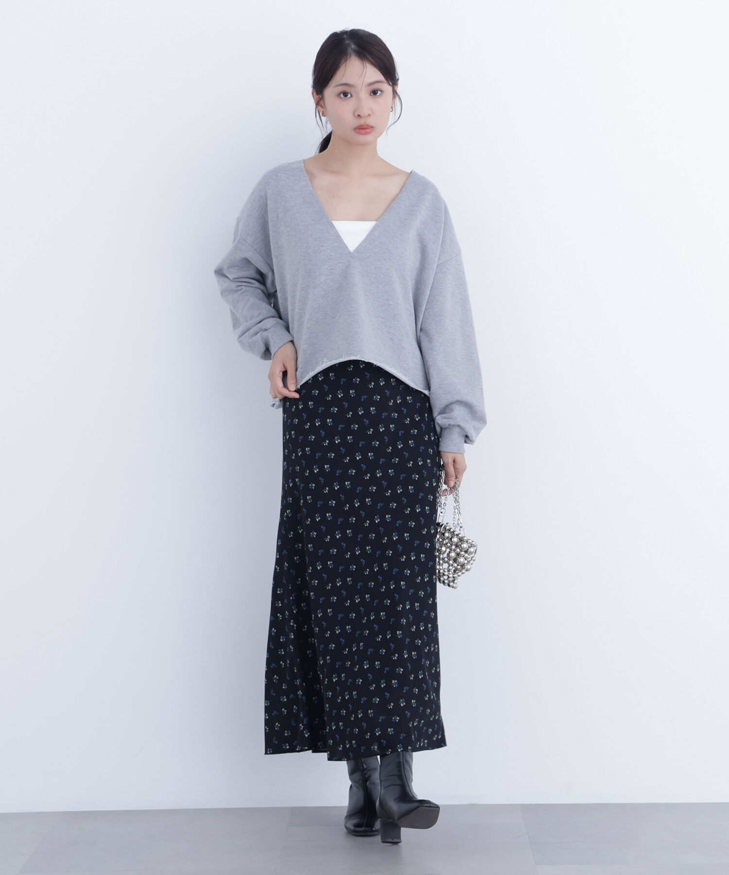  「〈N.〉フラワープリントナロースカート」|スカート|