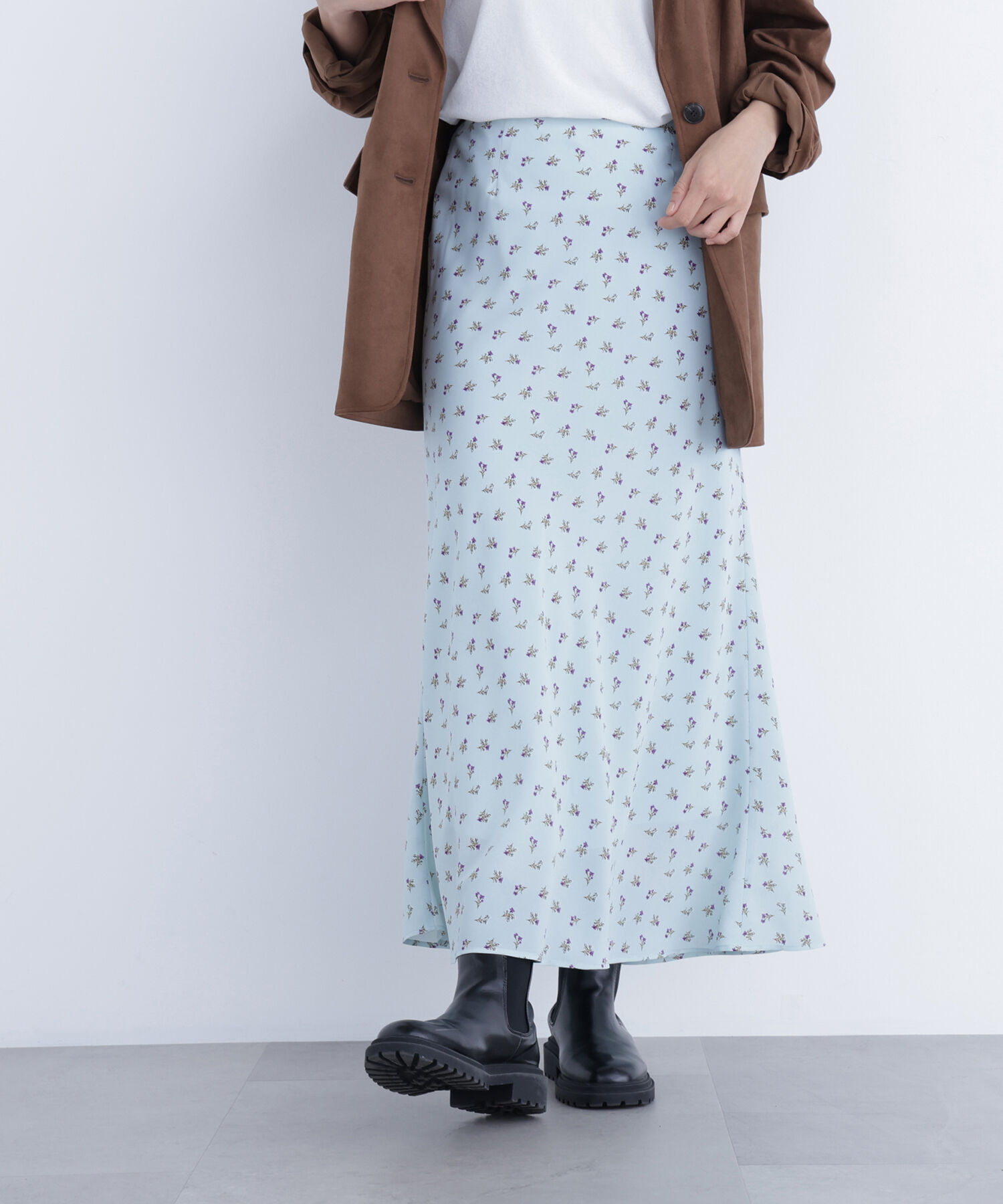  「〈N.〉フラワープリントナロースカート」|スカート|ブルーベース2