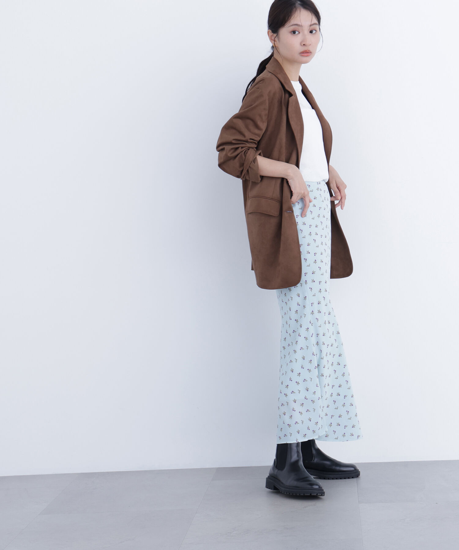  「〈N.〉フラワープリントナロースカート」|スカート|