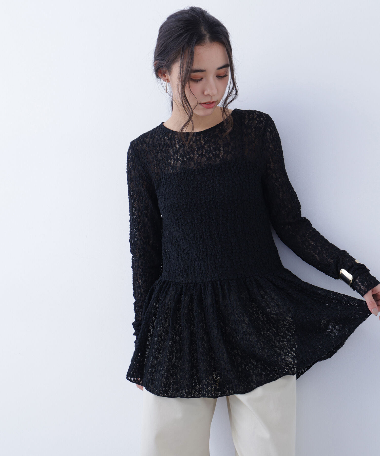  「〈N.〉 レースペプラムトップス」|Tシャツ・カットソー|