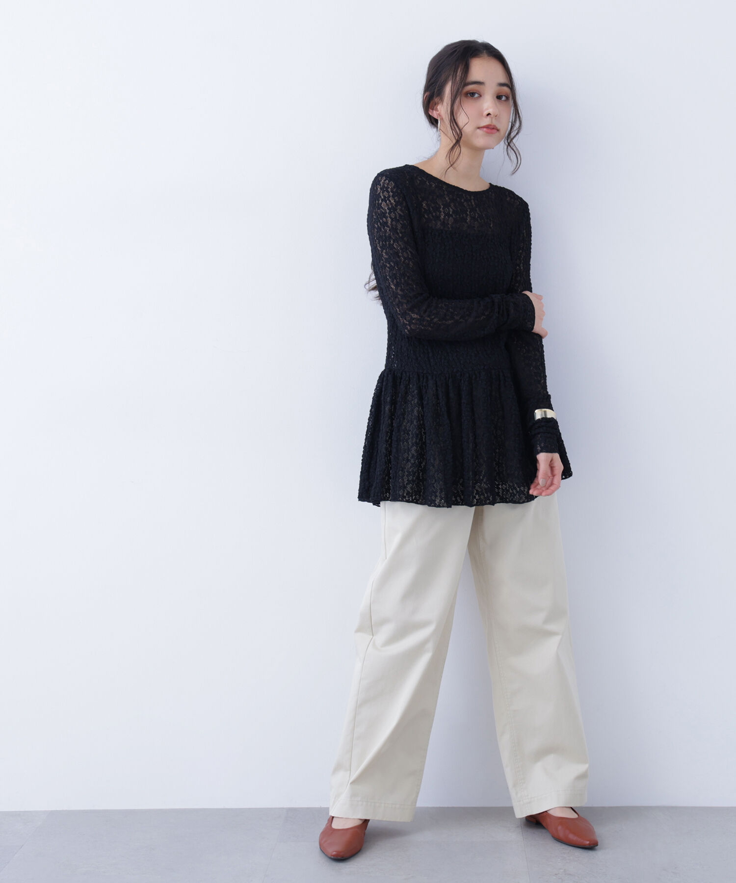  「〈N.〉 レースペプラムトップス」|Tシャツ・カットソー|