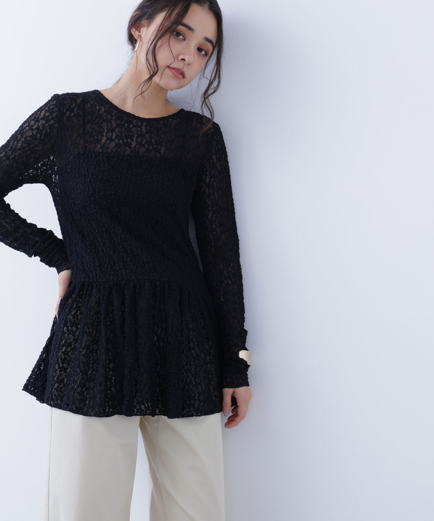  「〈N.〉 レースペプラムトップス」|Tシャツ・カットソー|