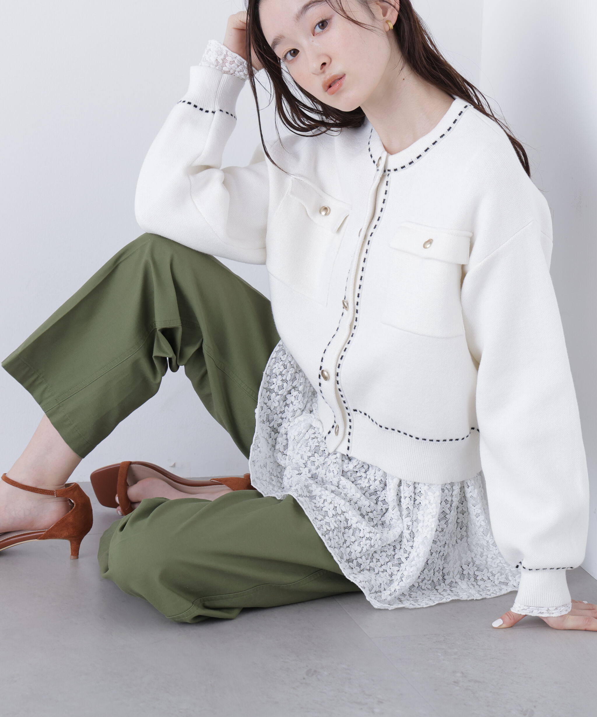  「〈N.〉ステッチニットジャケット」|ニット・セーター|