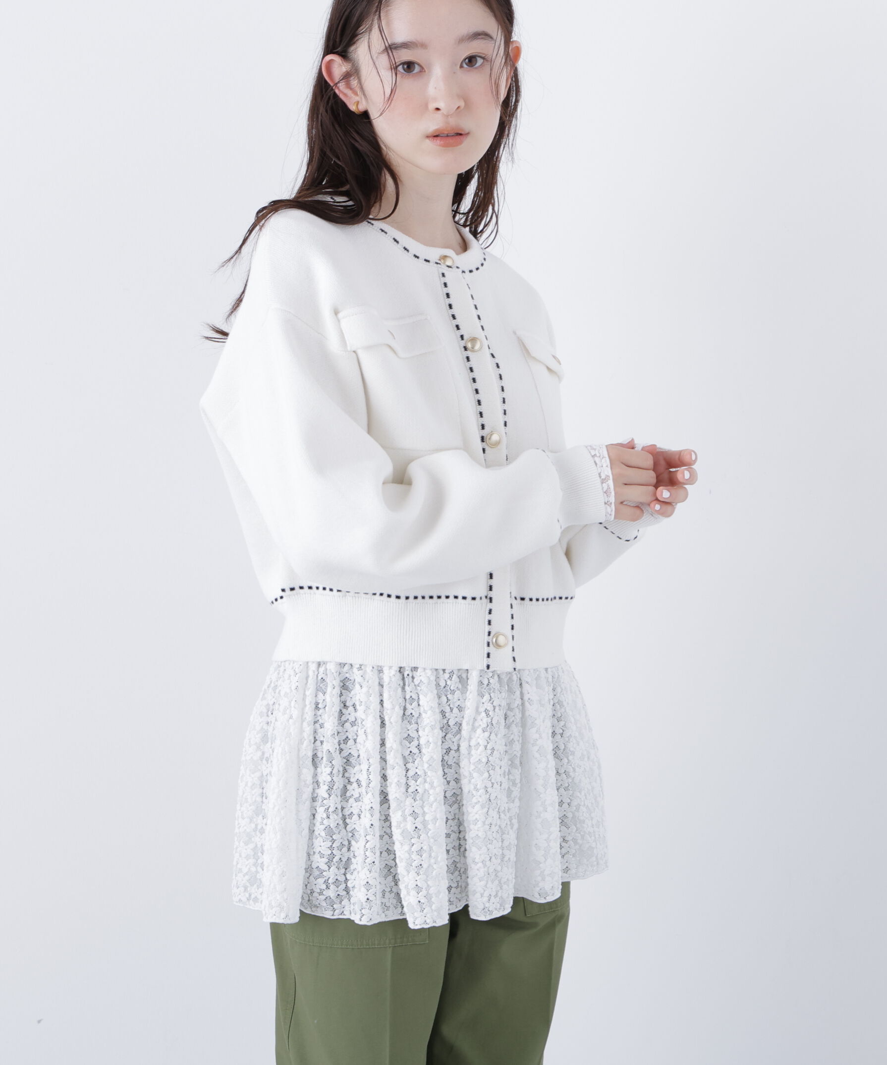  「〈N.〉ステッチニットジャケット」|ニット・セーター|