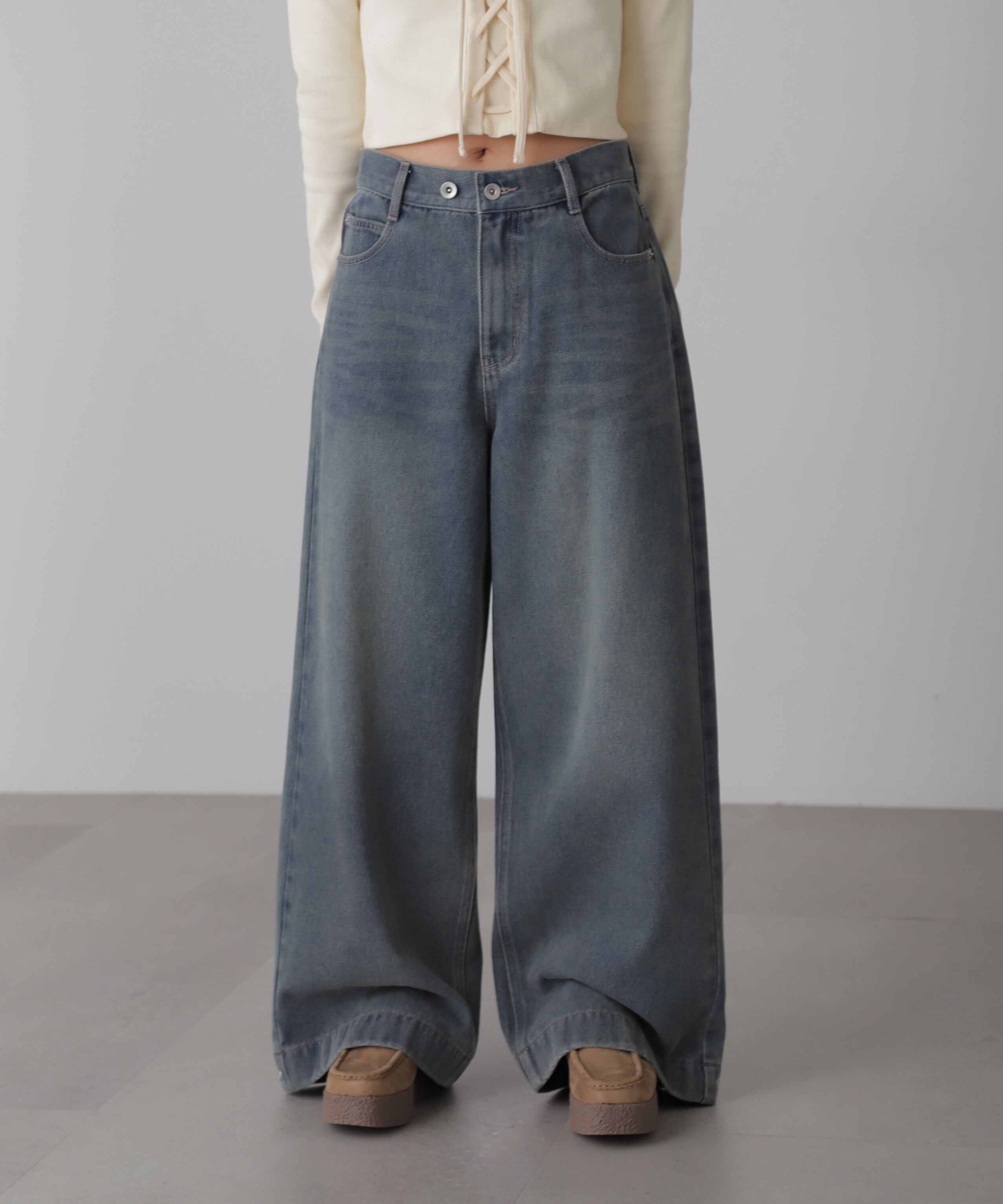  「裾ボタン2wayバギーデニムパンツ」|その他|