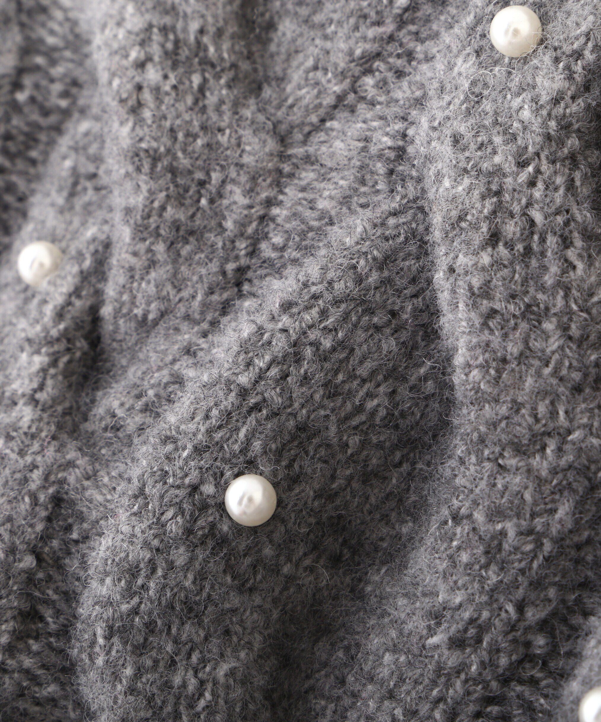  「ウエストゴムパールミックスケーブルドロストニット」|ニット・セーター|