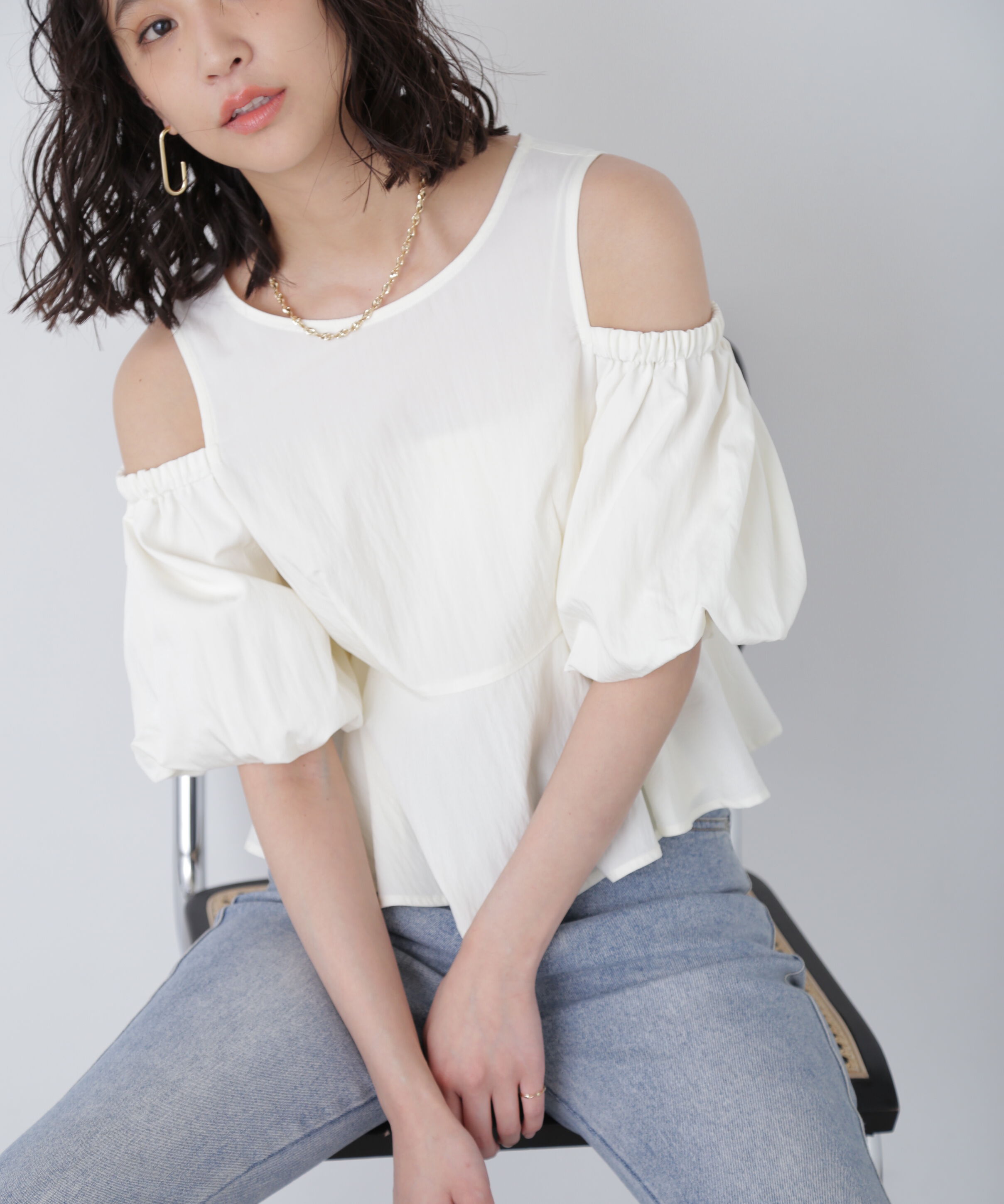  「オフショルペプラムブラウス」|シャツ・ブラウス|
