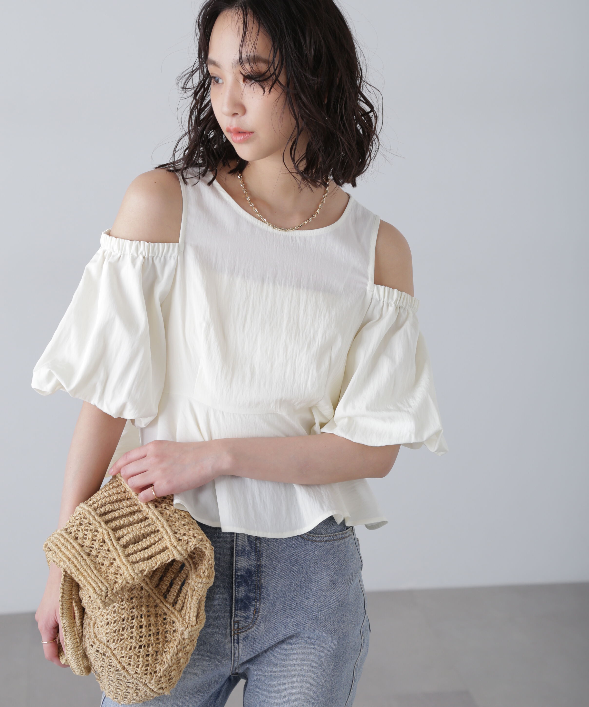  「オフショルペプラムブラウス」|シャツ・ブラウス|