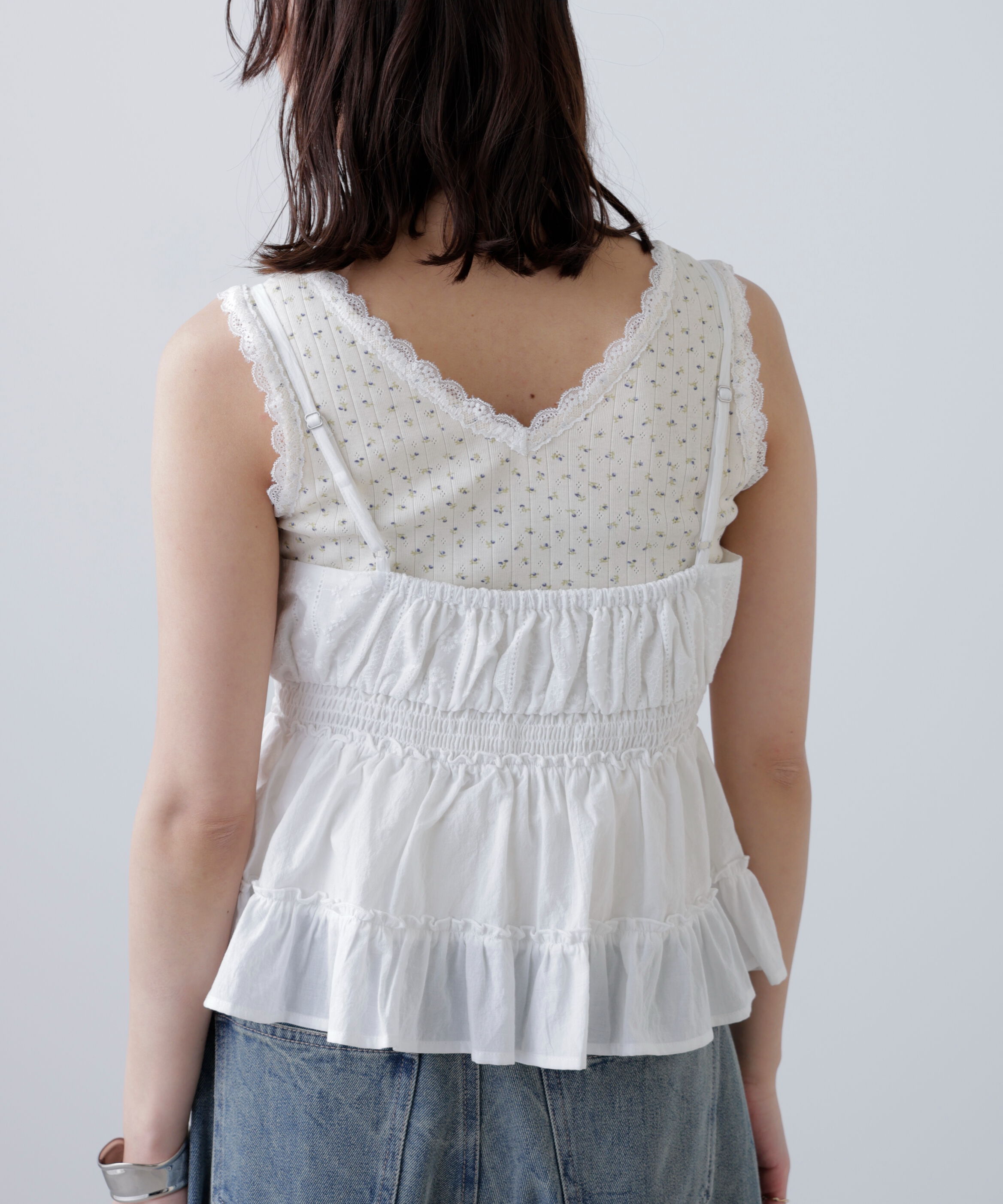  「レーストリムコットンキャミソール」|シャツ・ブラウス|