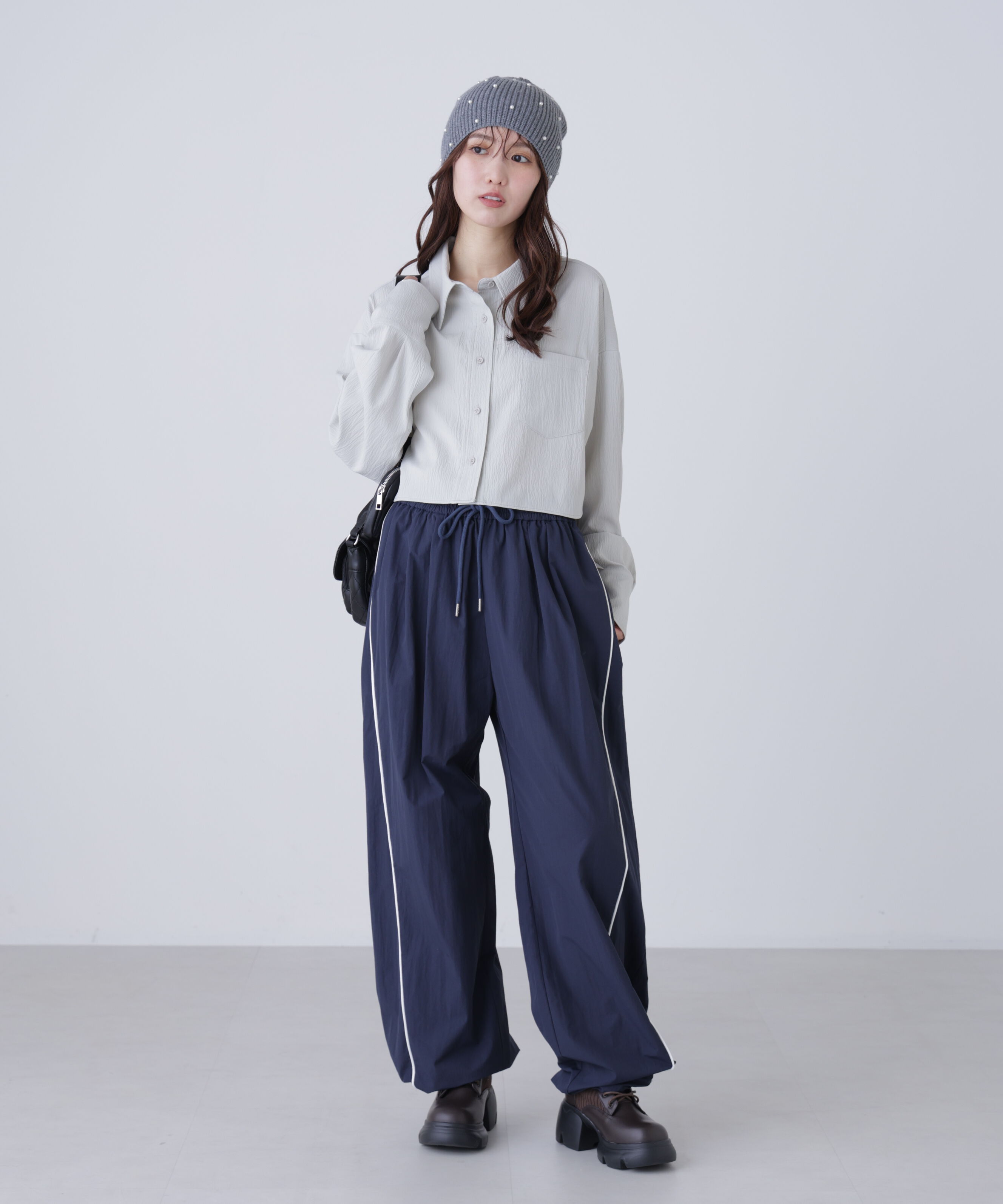  「バックレースアップショート丈シャツ」|シャツ・ブラウス|