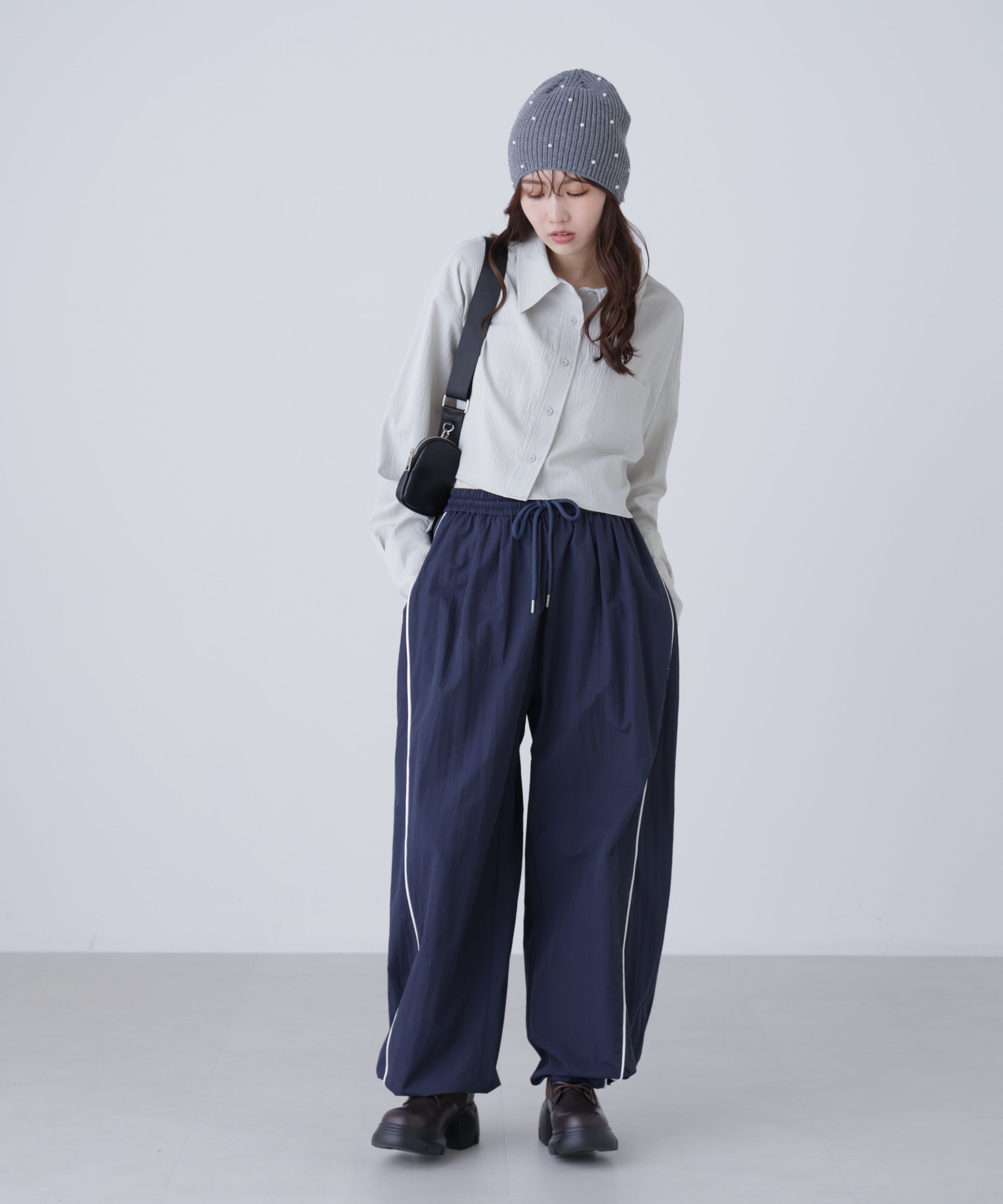  「バックレースアップショート丈シャツ」|シャツ・ブラウス|