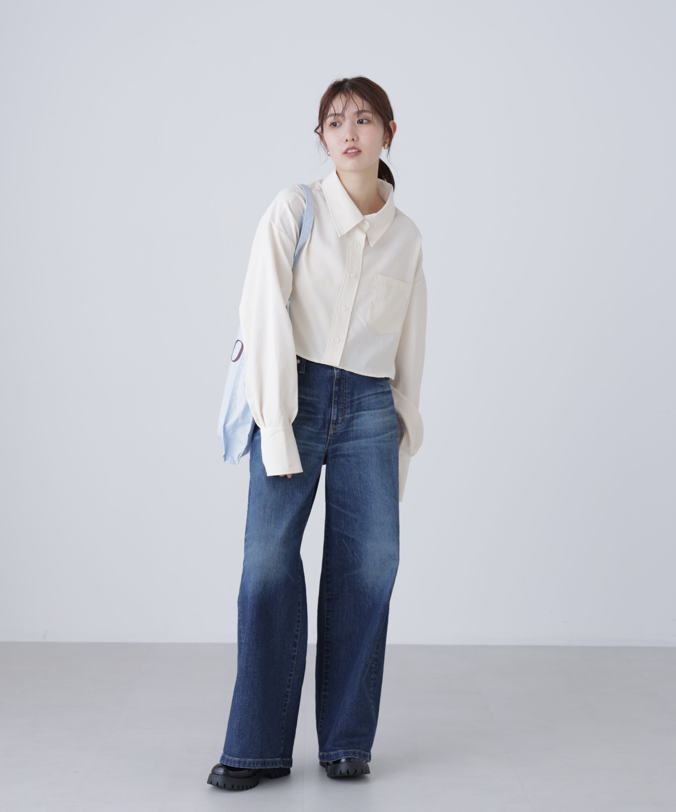  「バックレースアップショート丈シャツ」|シャツ・ブラウス|