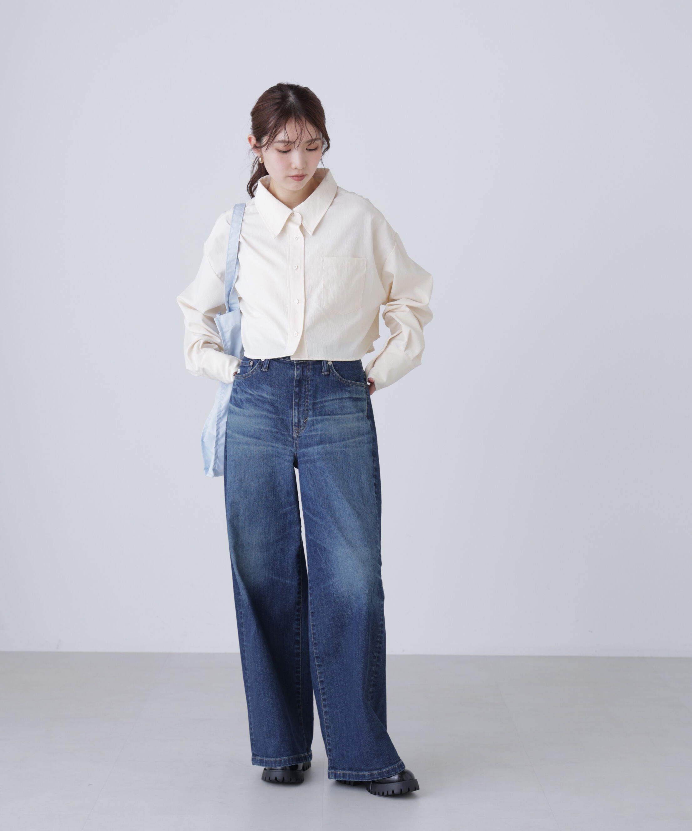  「バックレースアップショート丈シャツ」|シャツ・ブラウス|