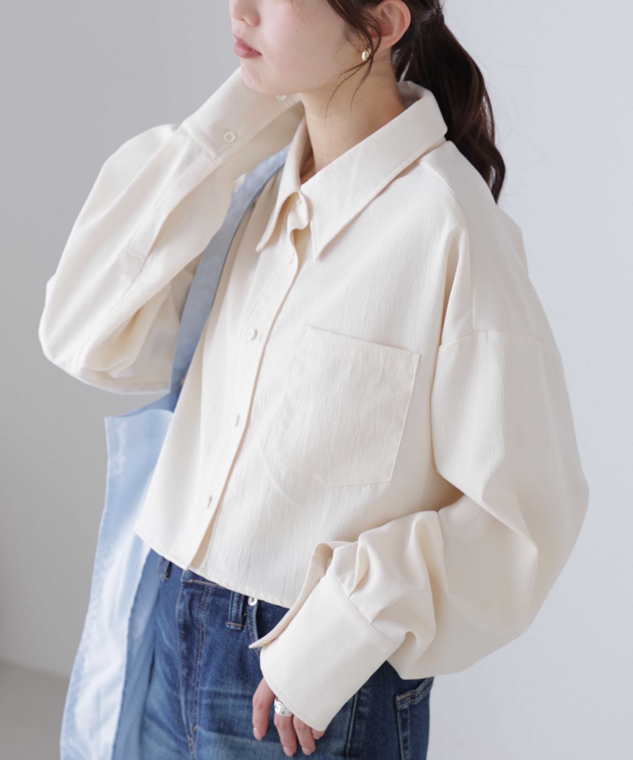  「バックレースアップショート丈シャツ」|シャツ・ブラウス|