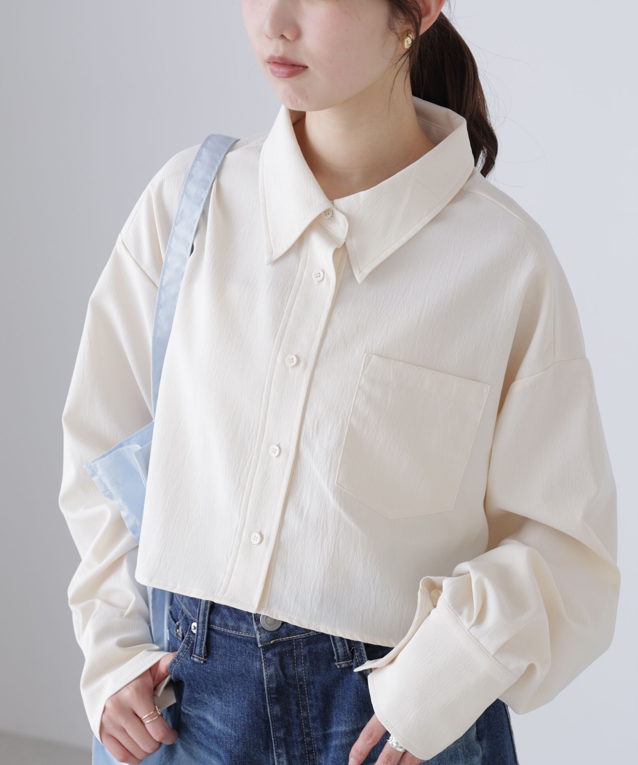  「バックレースアップショート丈シャツ」|シャツ・ブラウス|