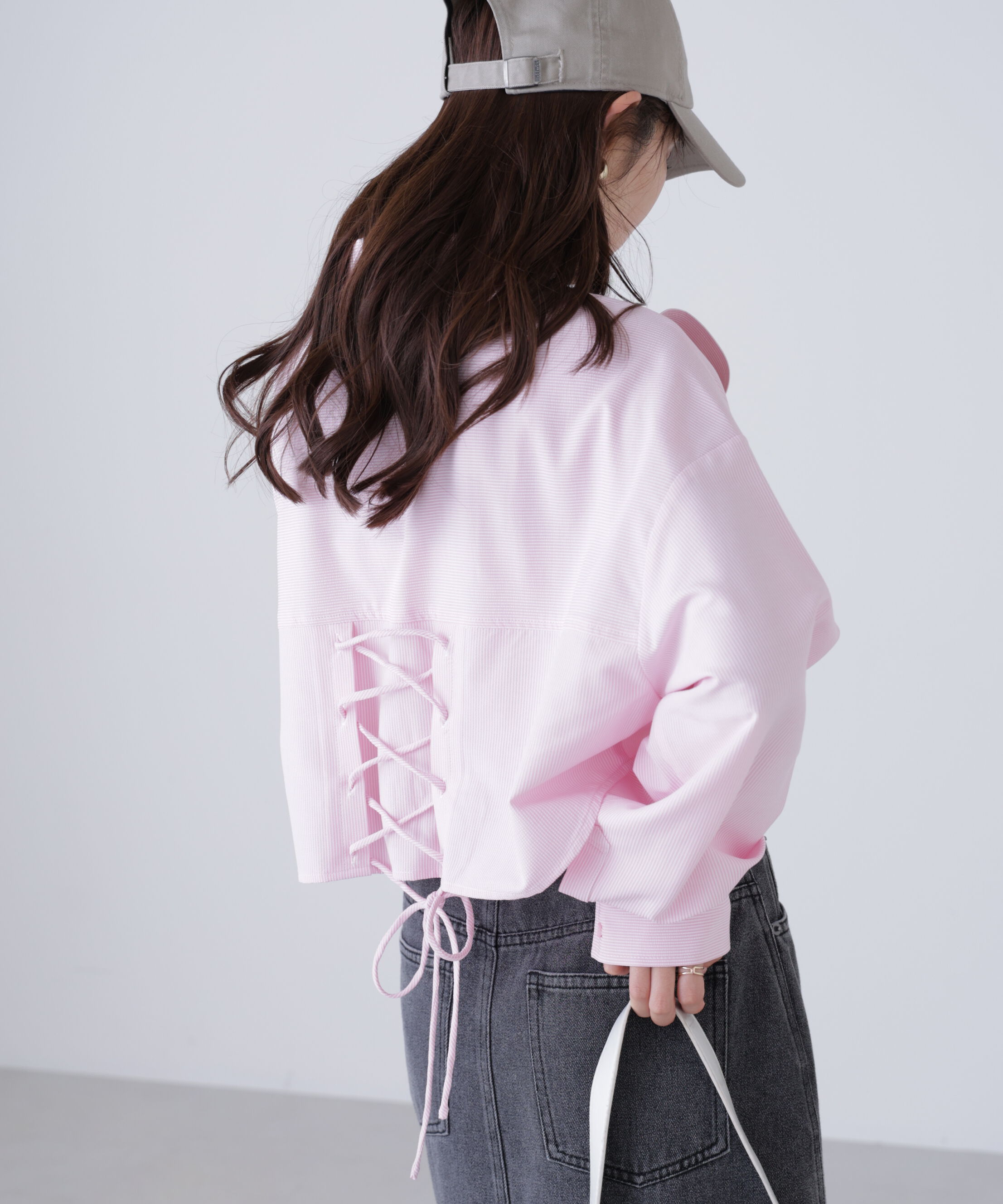  「バックレースアップショート丈シャツ」|シャツ・ブラウス|