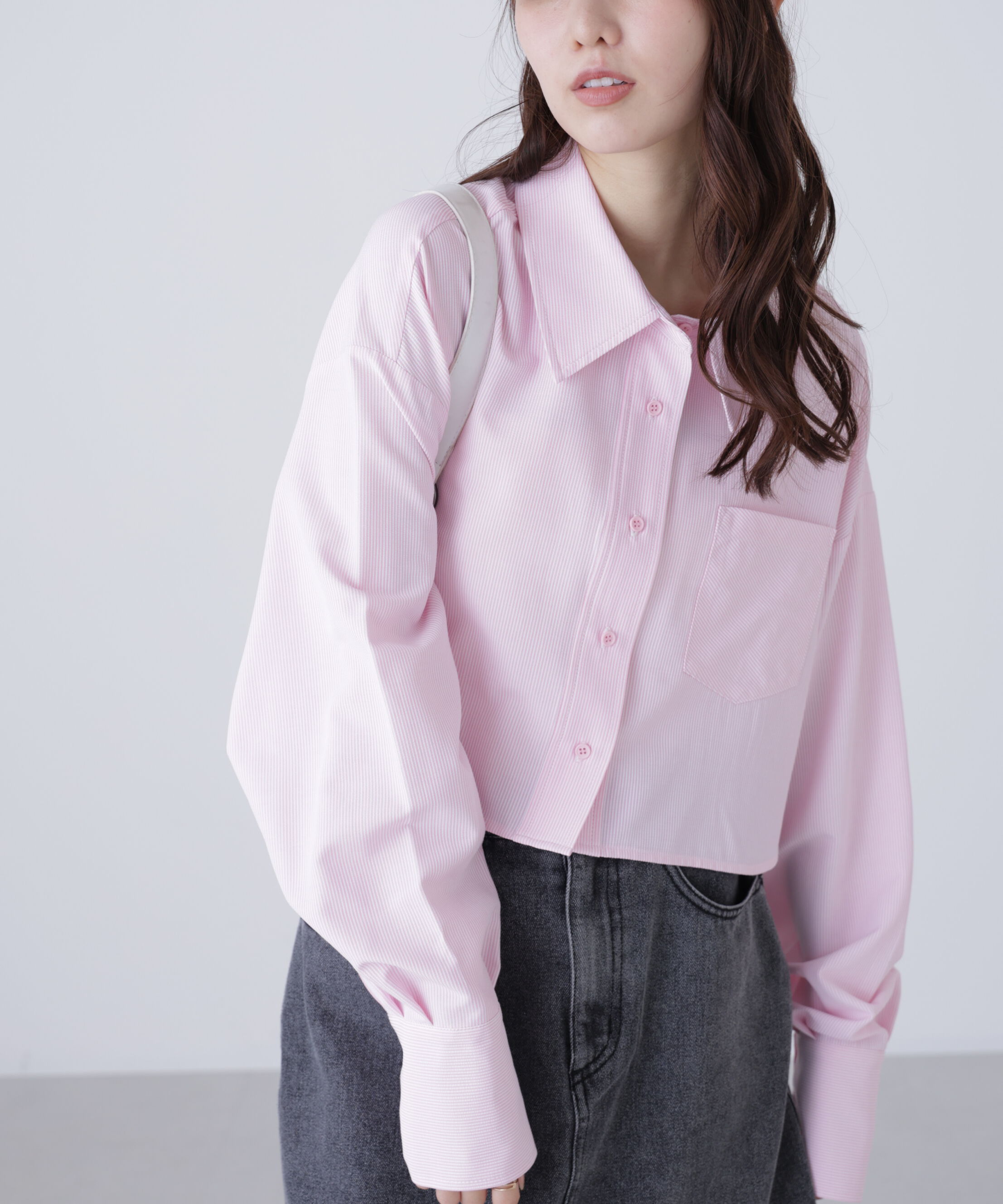  「バックレースアップショート丈シャツ」|シャツ・ブラウス|