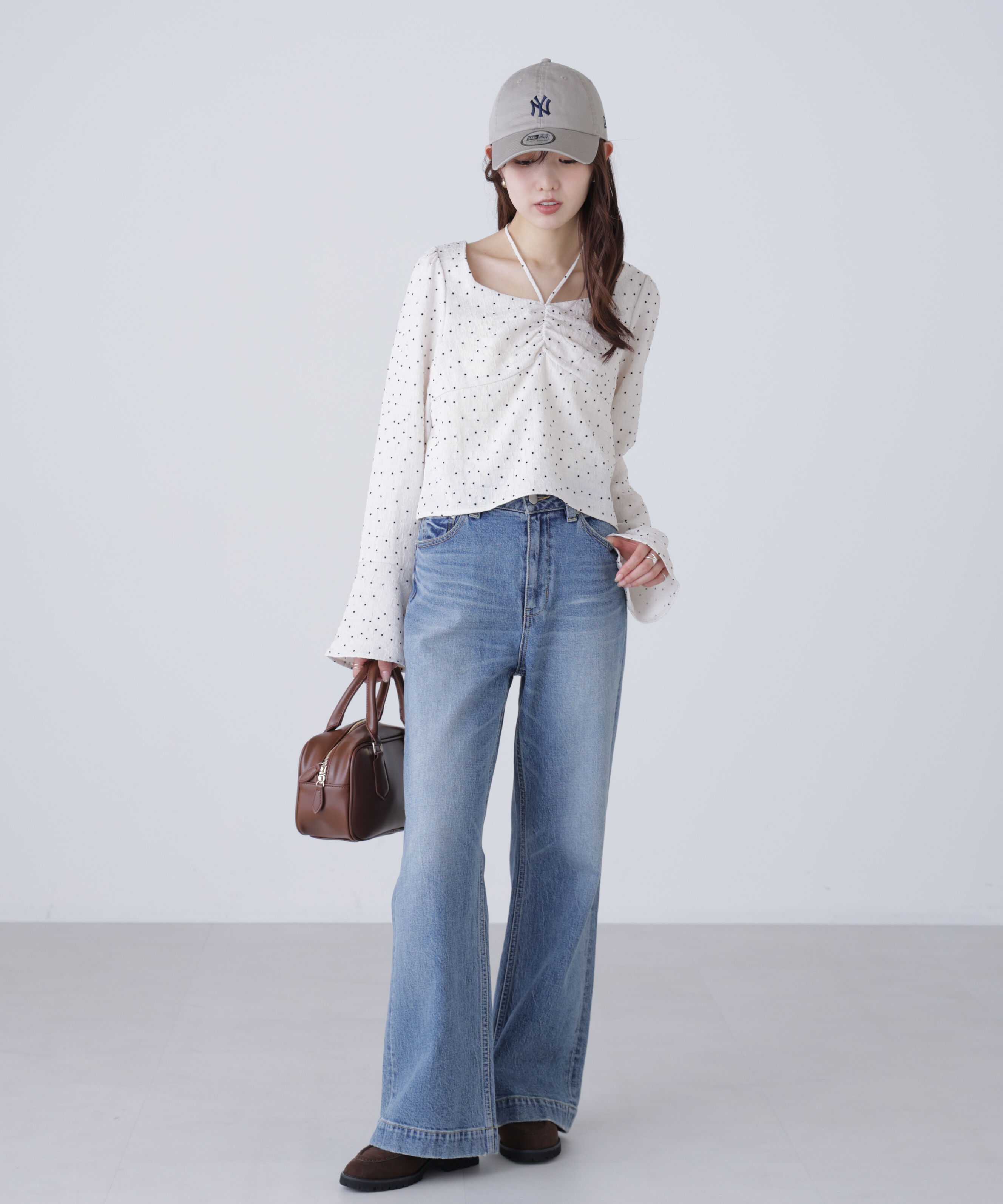  「フロントギャザーネックリボン付きブラウス」|シャツ・ブラウス|