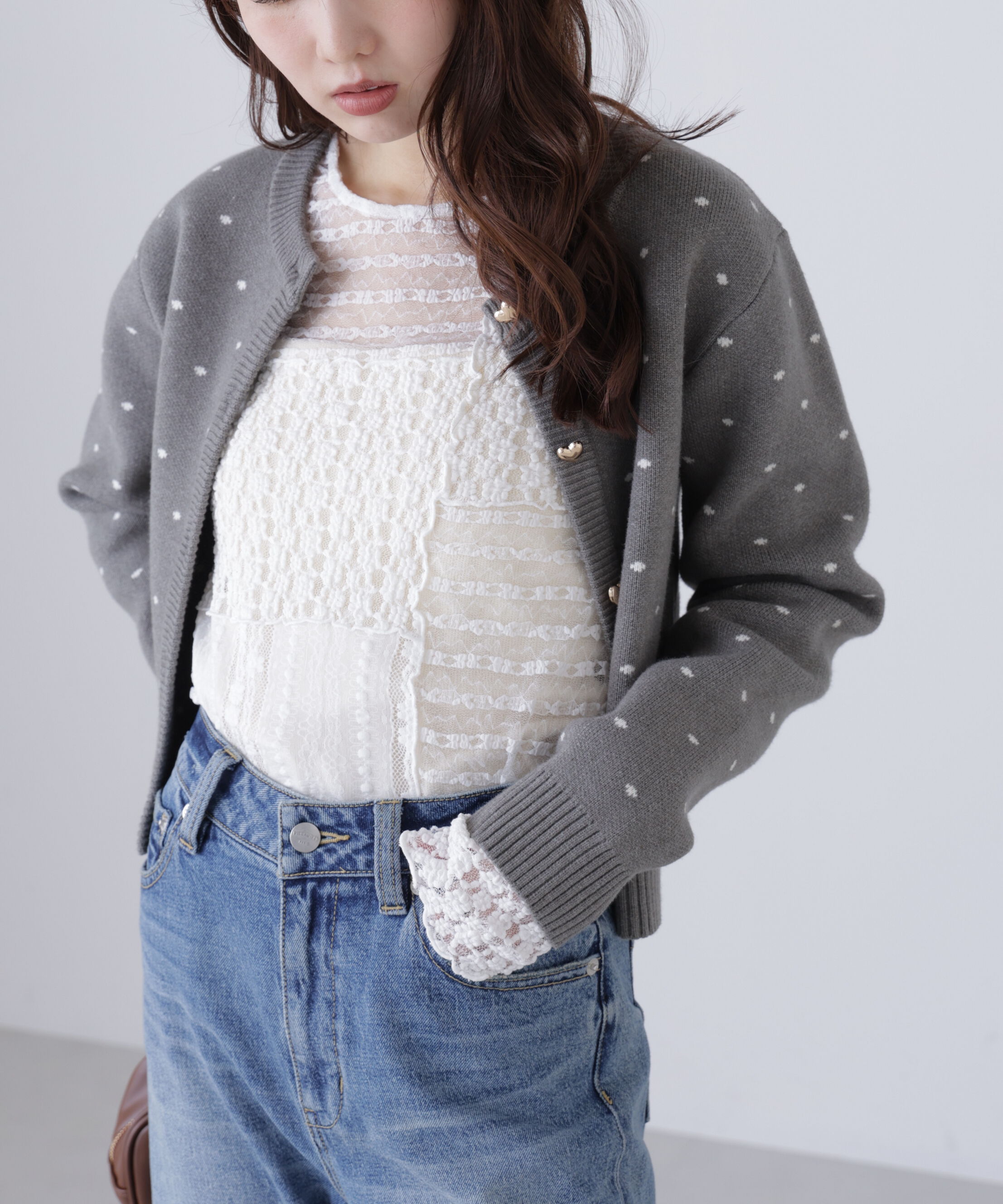  「パッチワークチュールレースカットソー」|Tシャツ・カットソー|