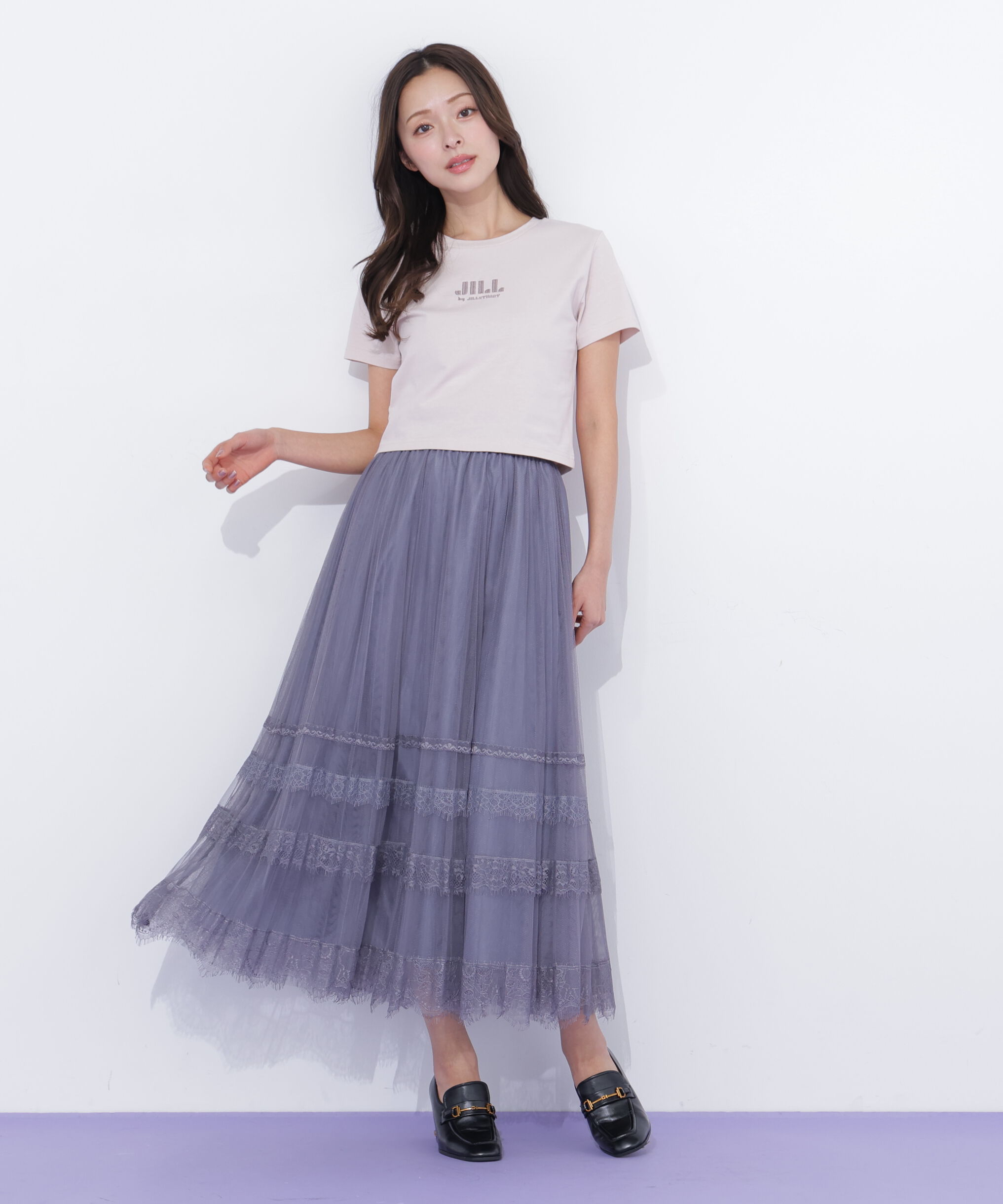  「ヘムレースプリーツチュールスカート」|スカート|