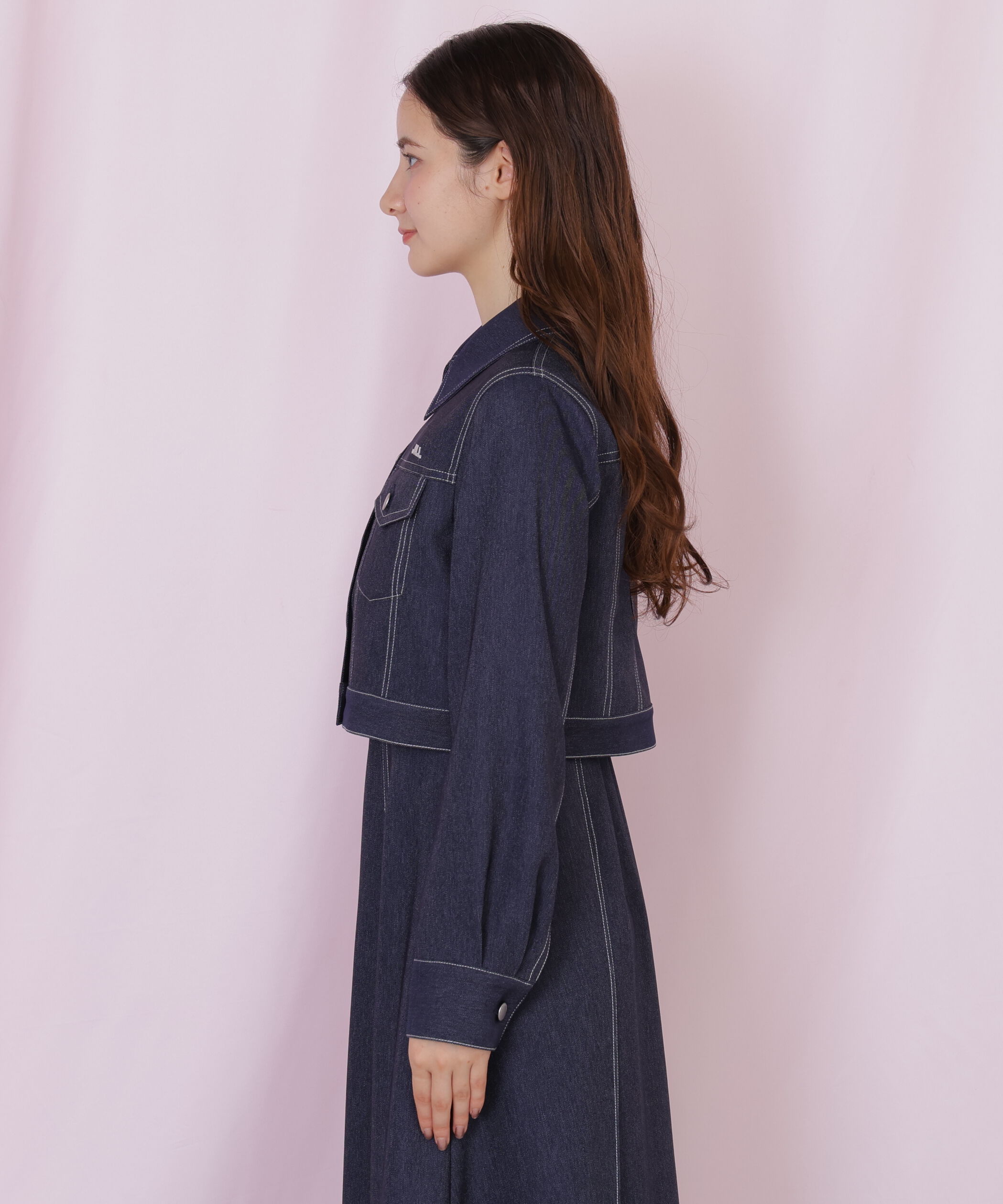  「デニムライク配色ステッチジャケット」|その他|
