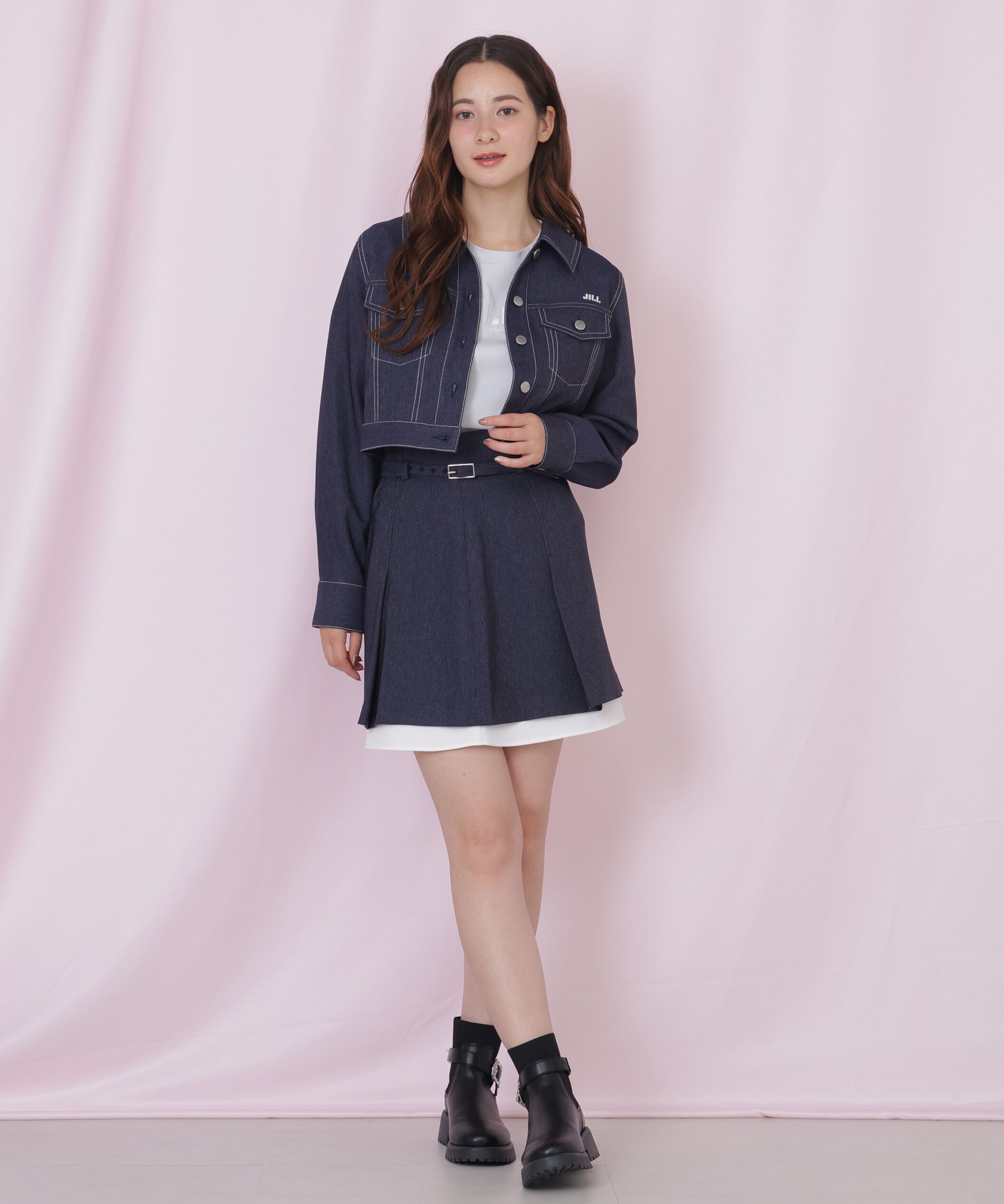  「デニムライク配色ステッチジャケット」|その他|