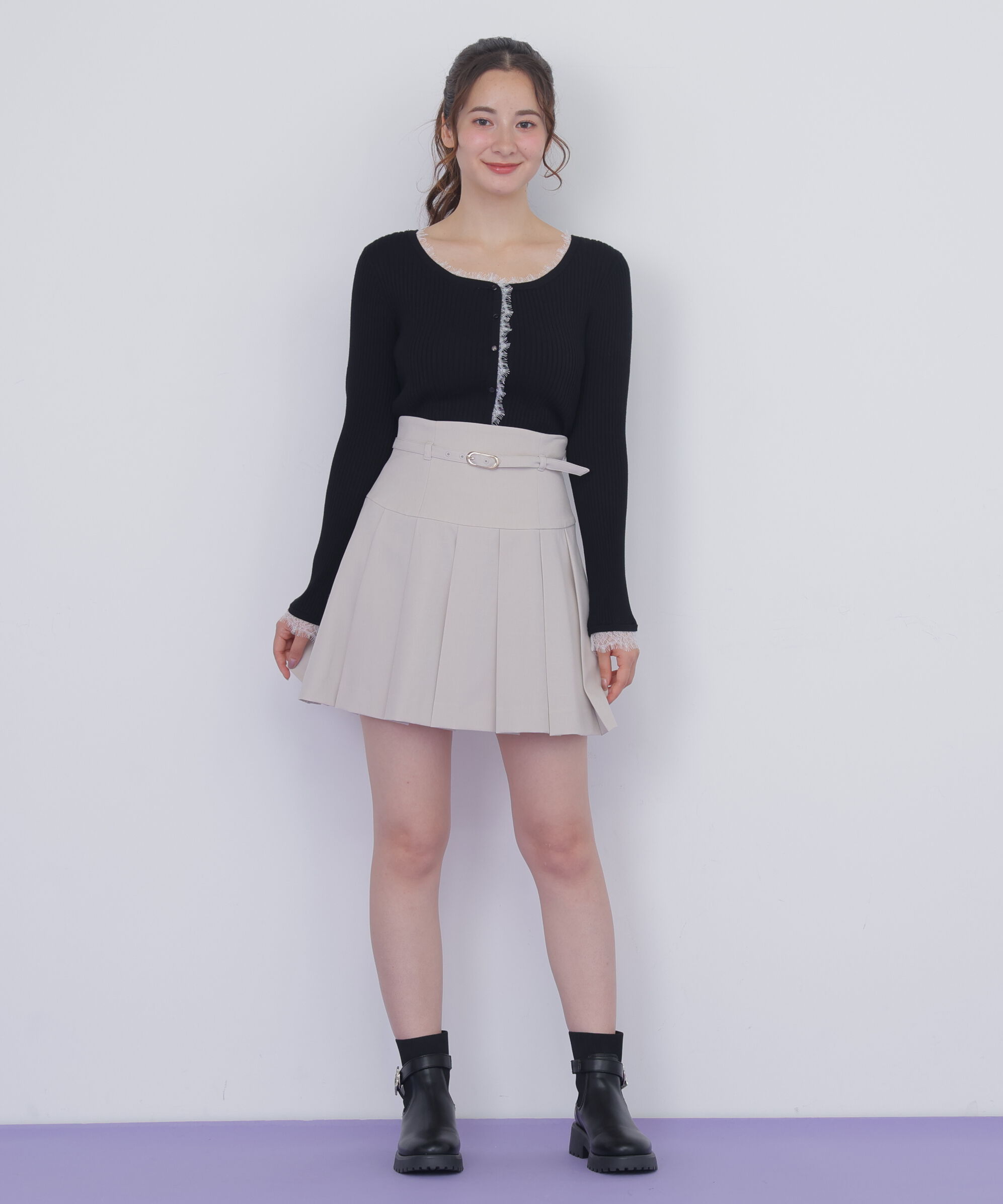  「レーストリミングリブニット」|ニット・セーター|