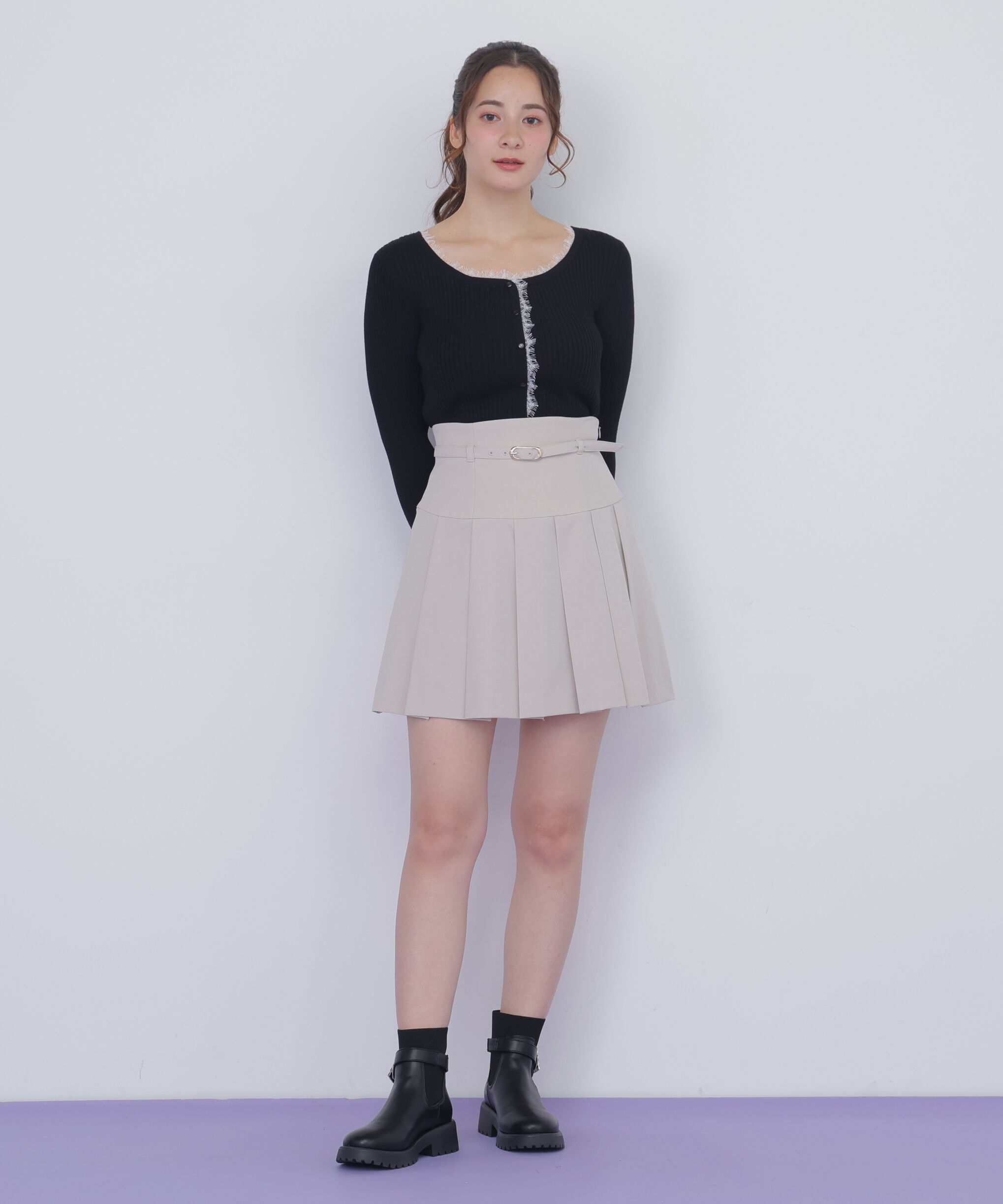  「レーストリミングリブニット」|ニット・セーター|