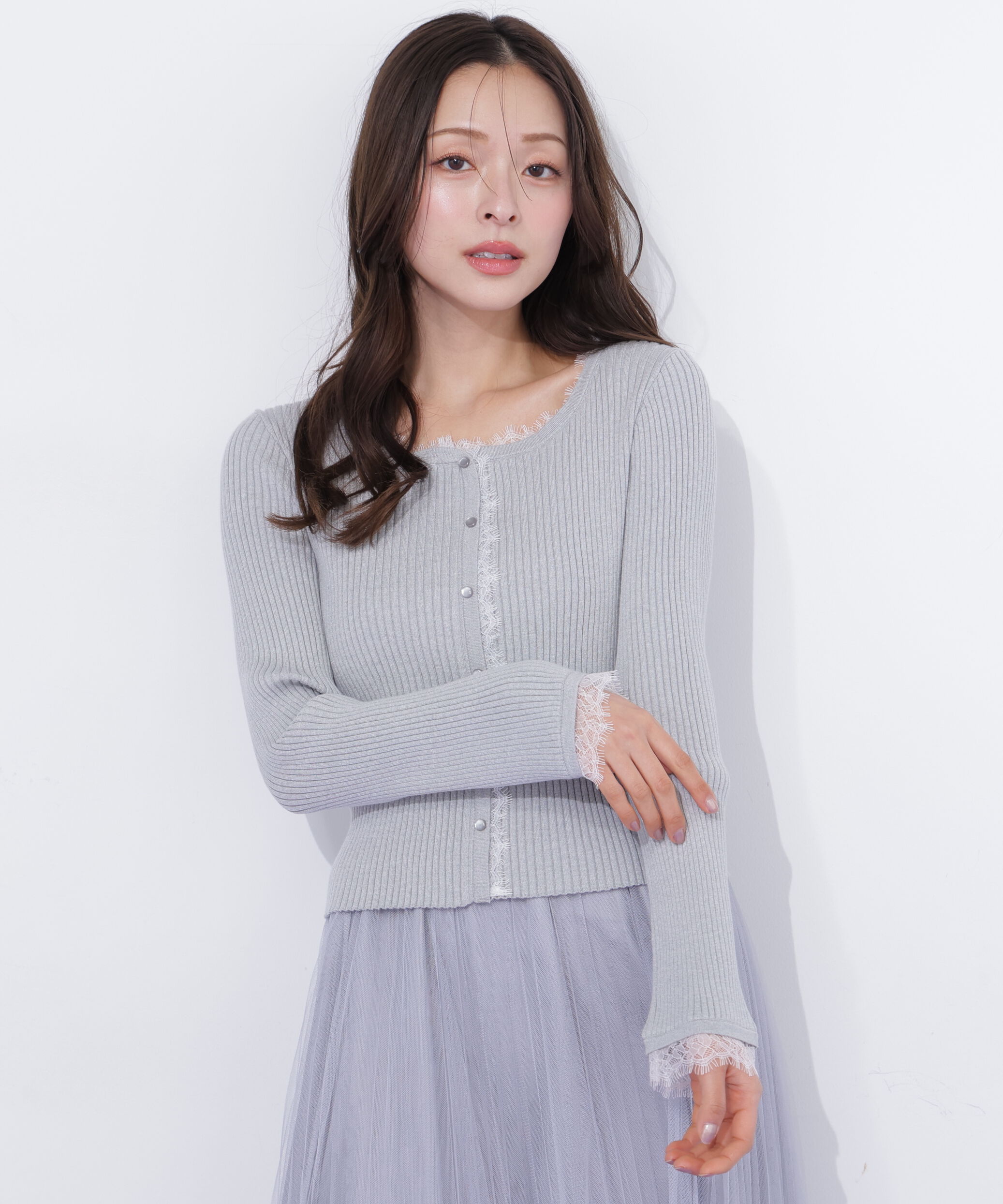  「レーストリミングリブニット」|ニット・セーター|