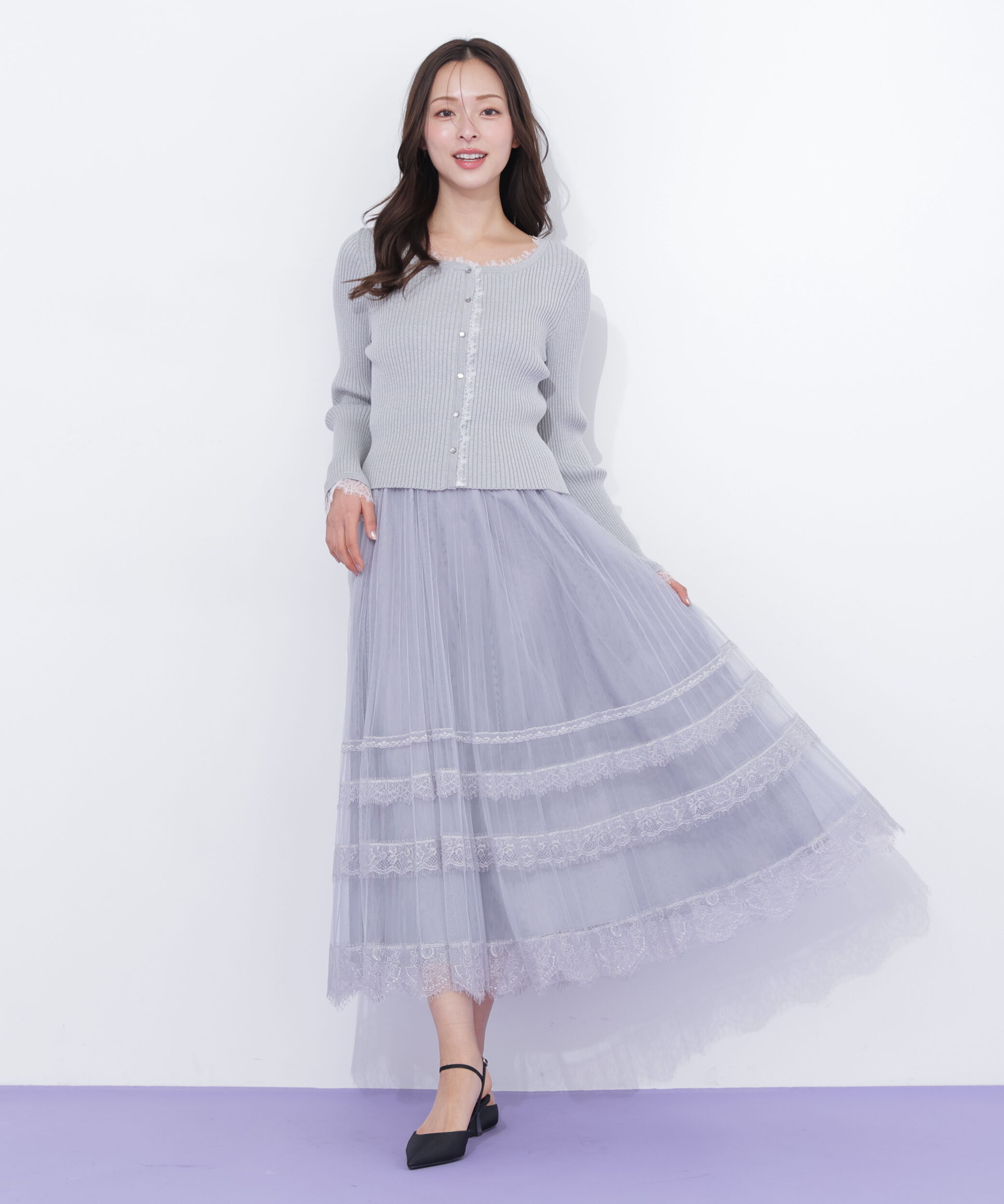  「レーストリミングリブニット」|ニット・セーター|