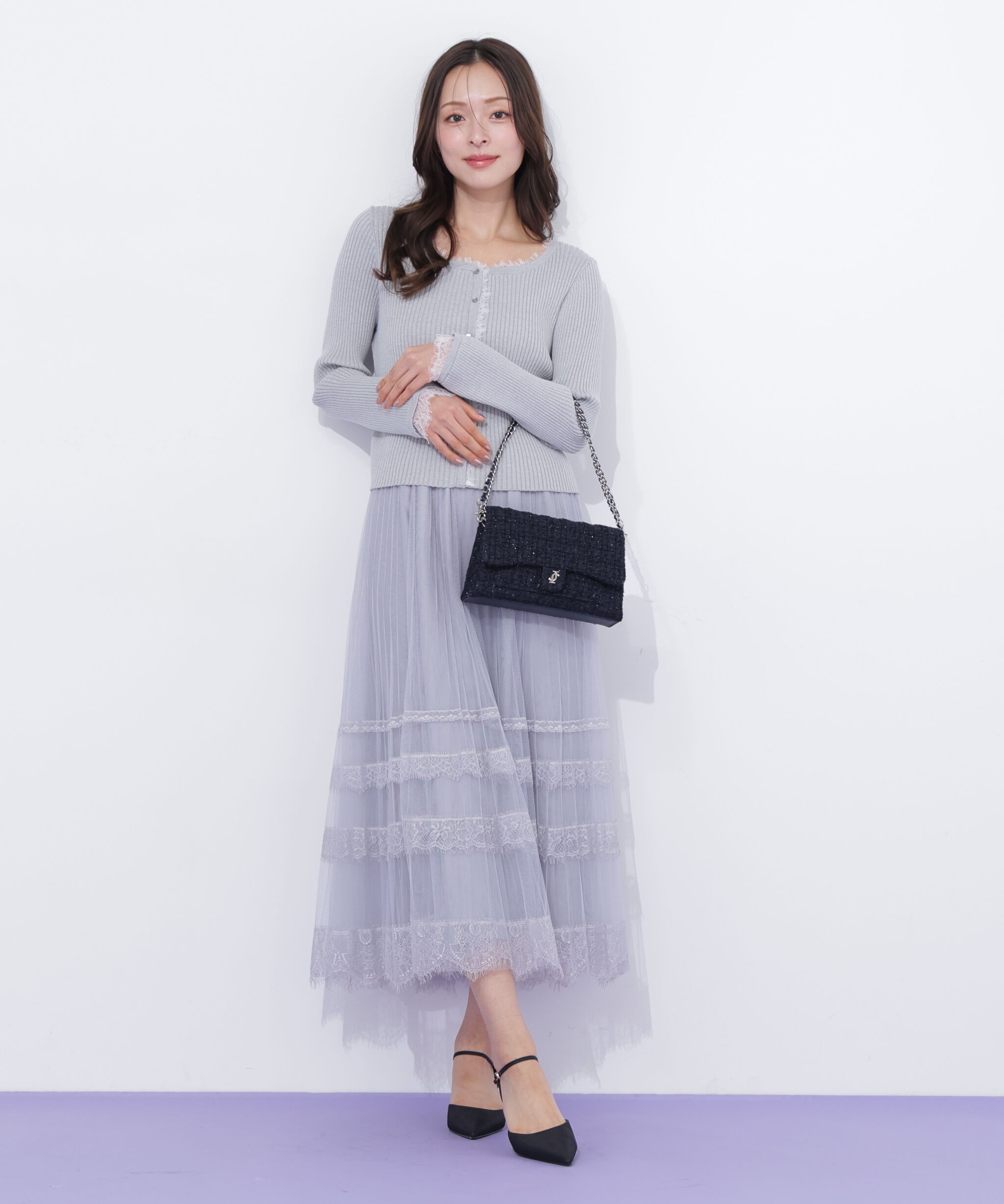  「レーストリミングリブニット」|ニット・セーター|