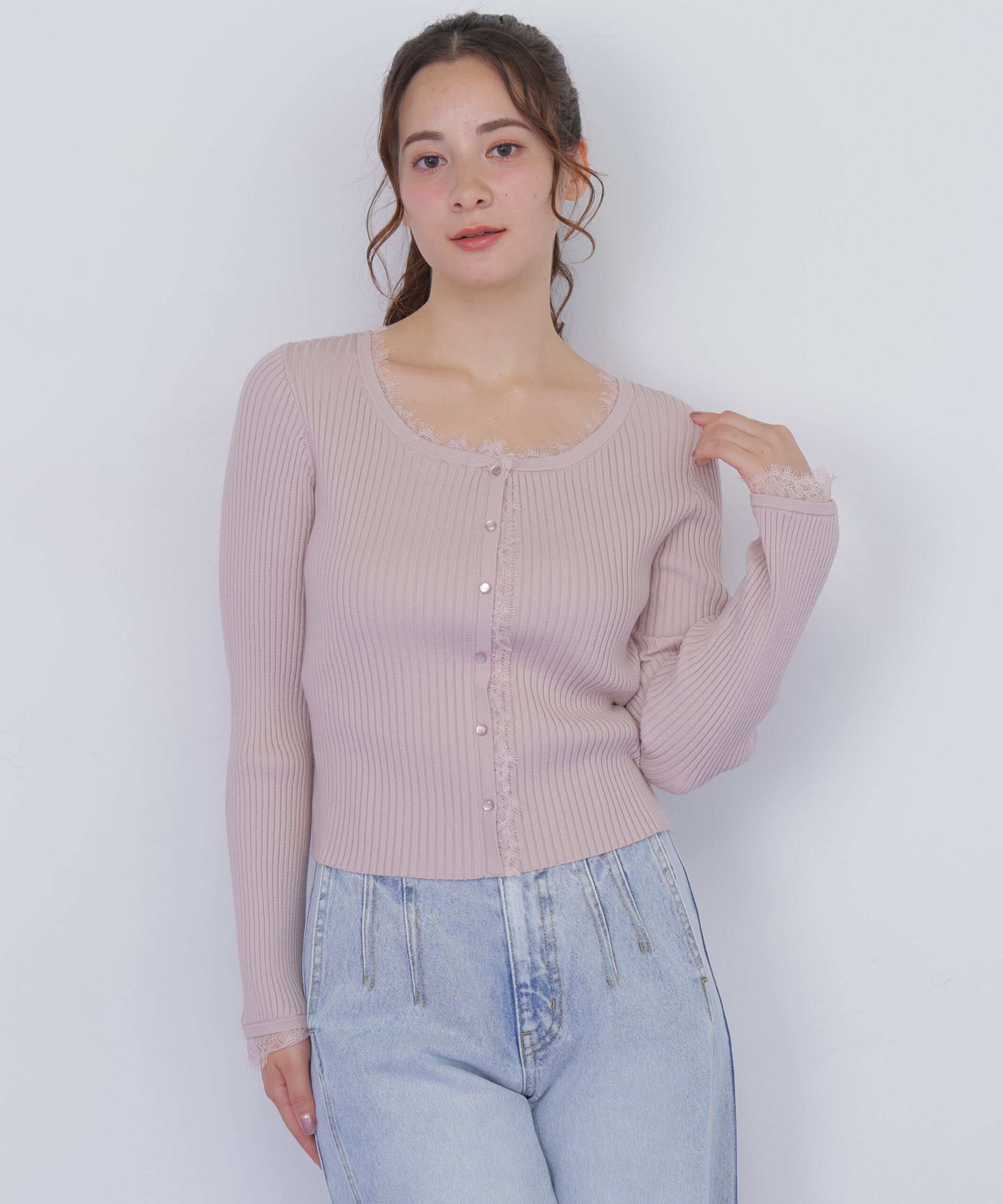  「レーストリミングリブニット」|ニット・セーター|