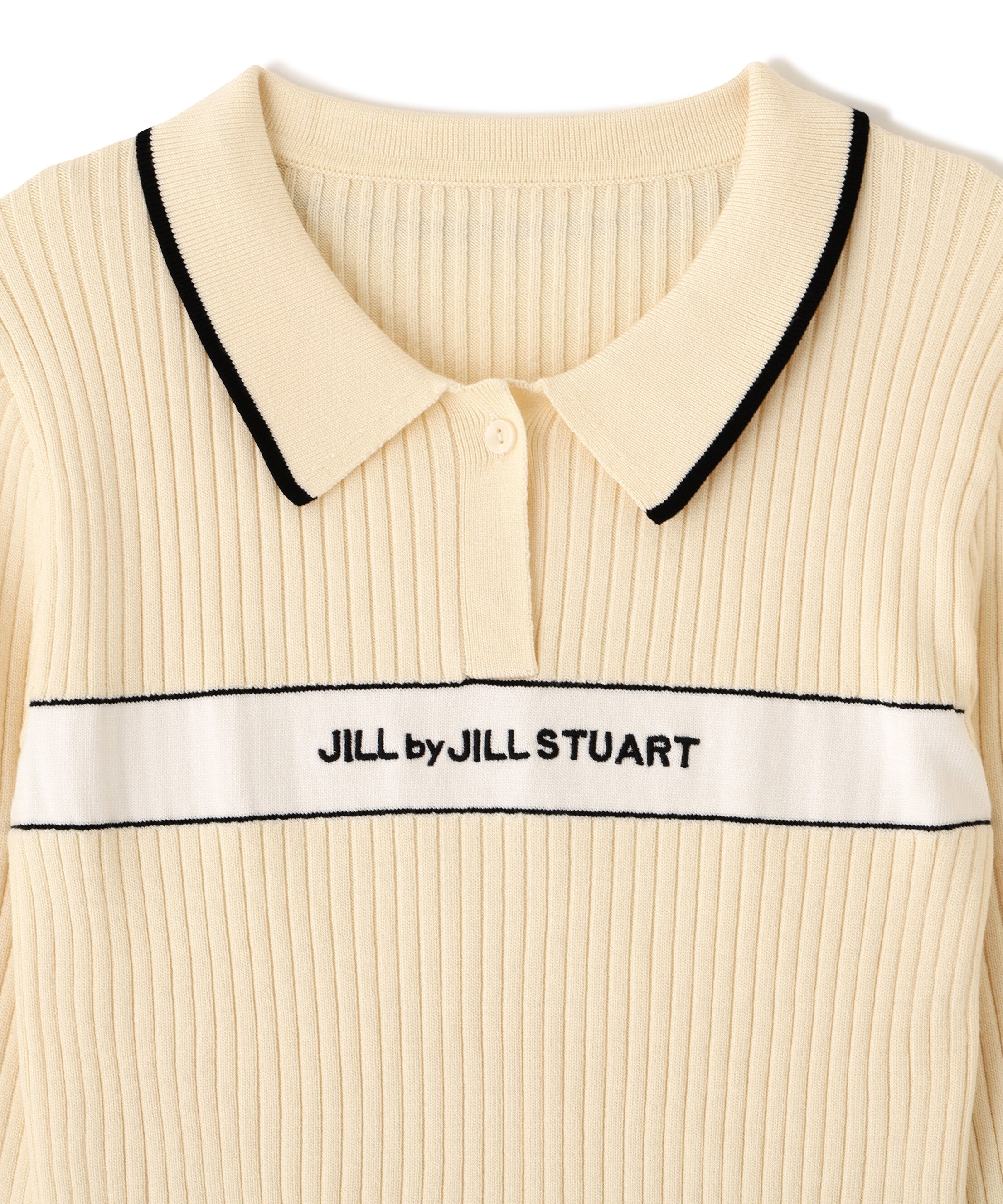  「ポロ襟配色ラインリブニット」|ニット・セーター|