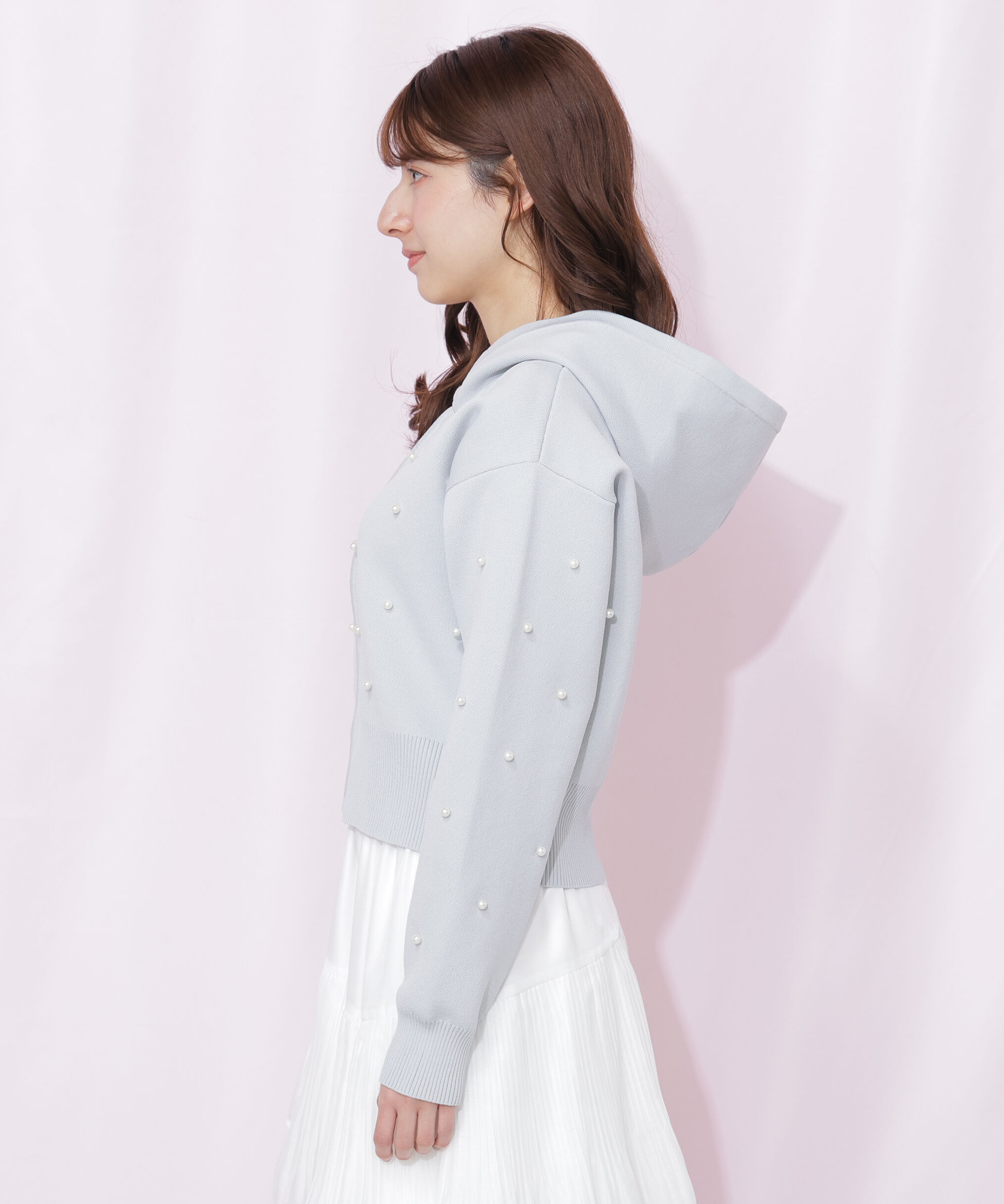  「ランダムパールニットフーディー」|ニット・セーター|