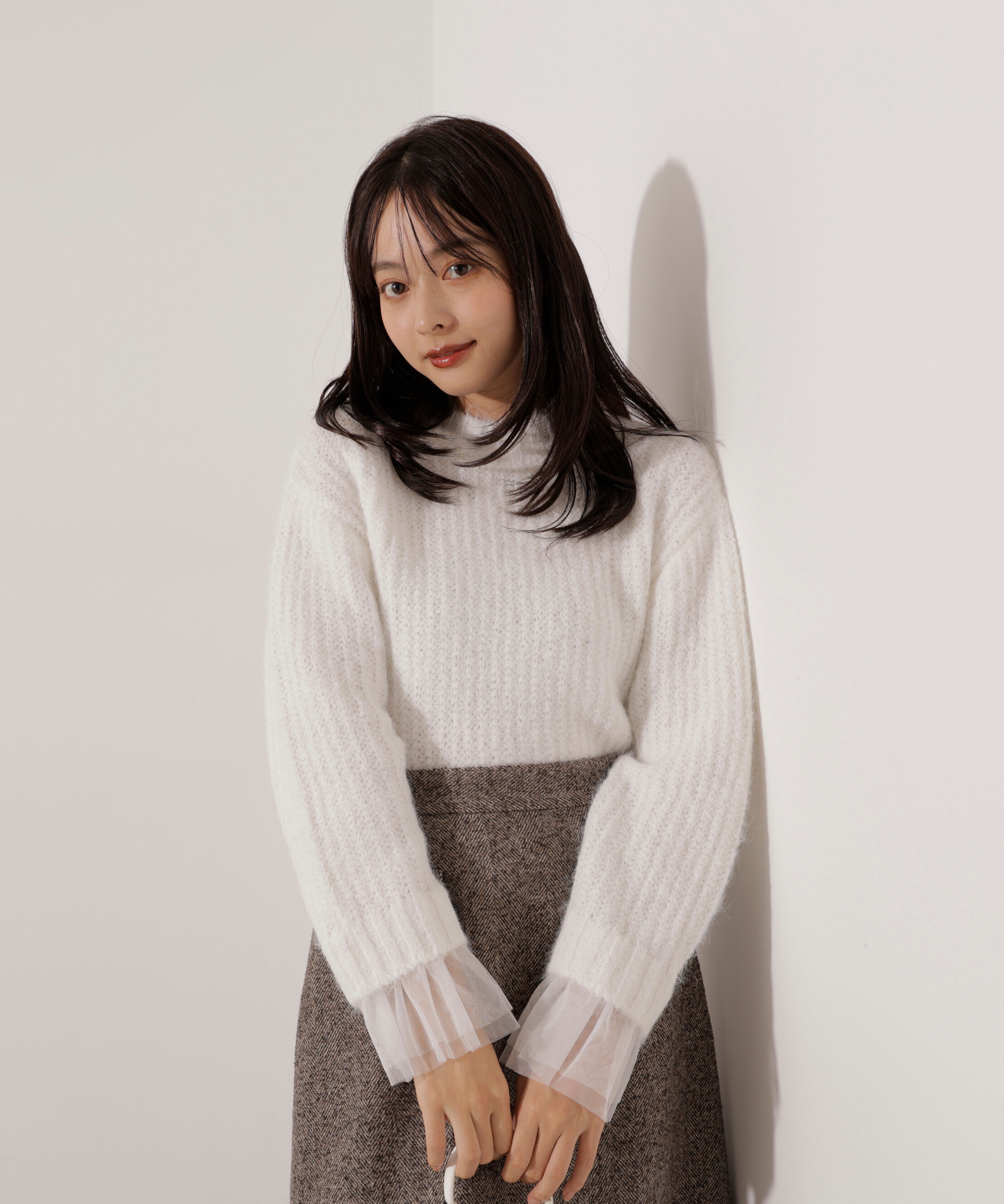 PROPORTION BODY DRESSING「<ウォッシャブル>チュールスリーブボックスニット」|ニット・セーター|エクリュ1