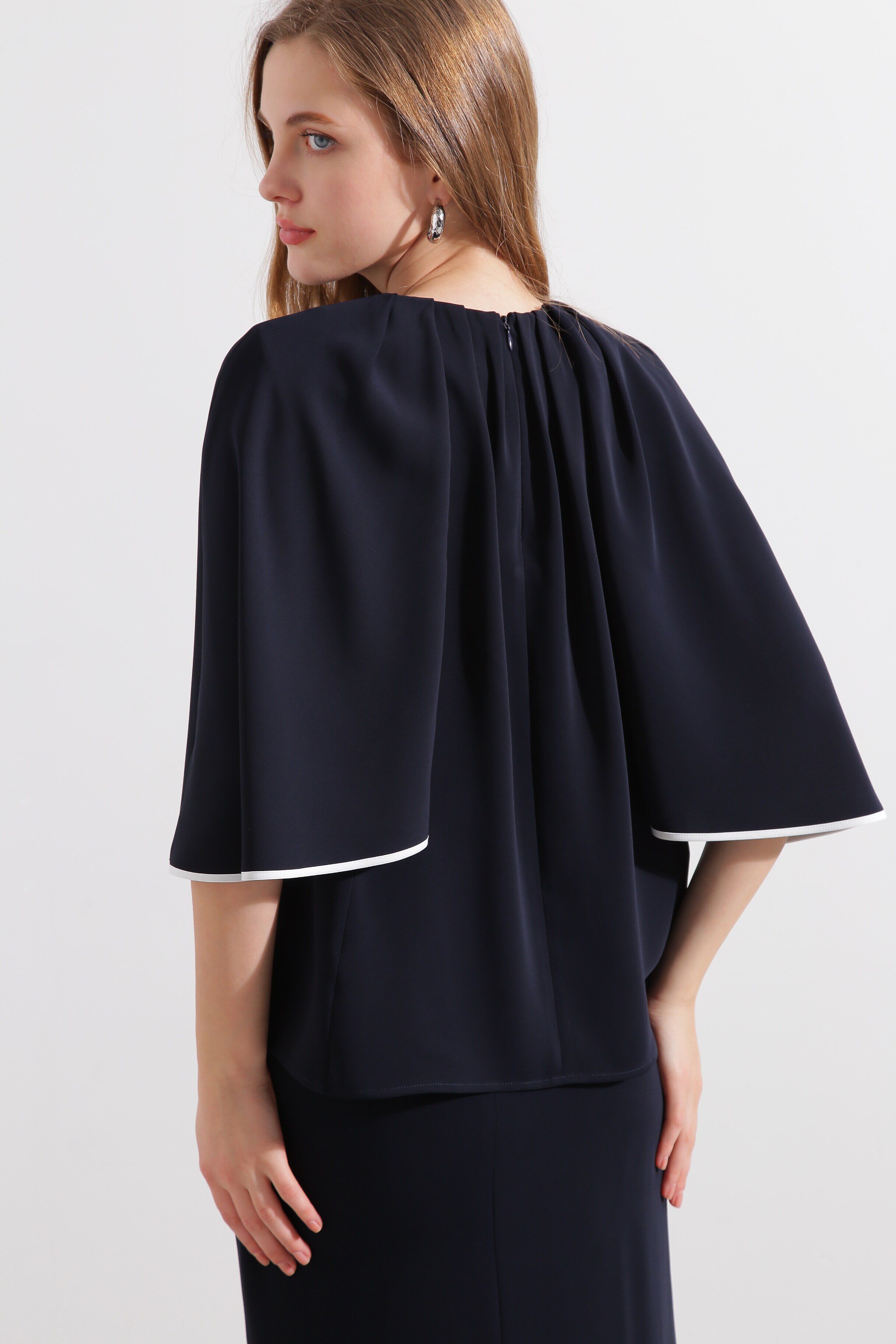  「◆バイカラーケープブラウス」|シャツ・ブラウス|