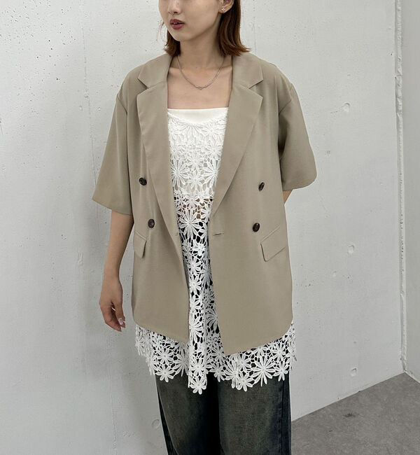 archives「ハーフスリーブ麻調テーラードジャケット」|テーラードジャケット|