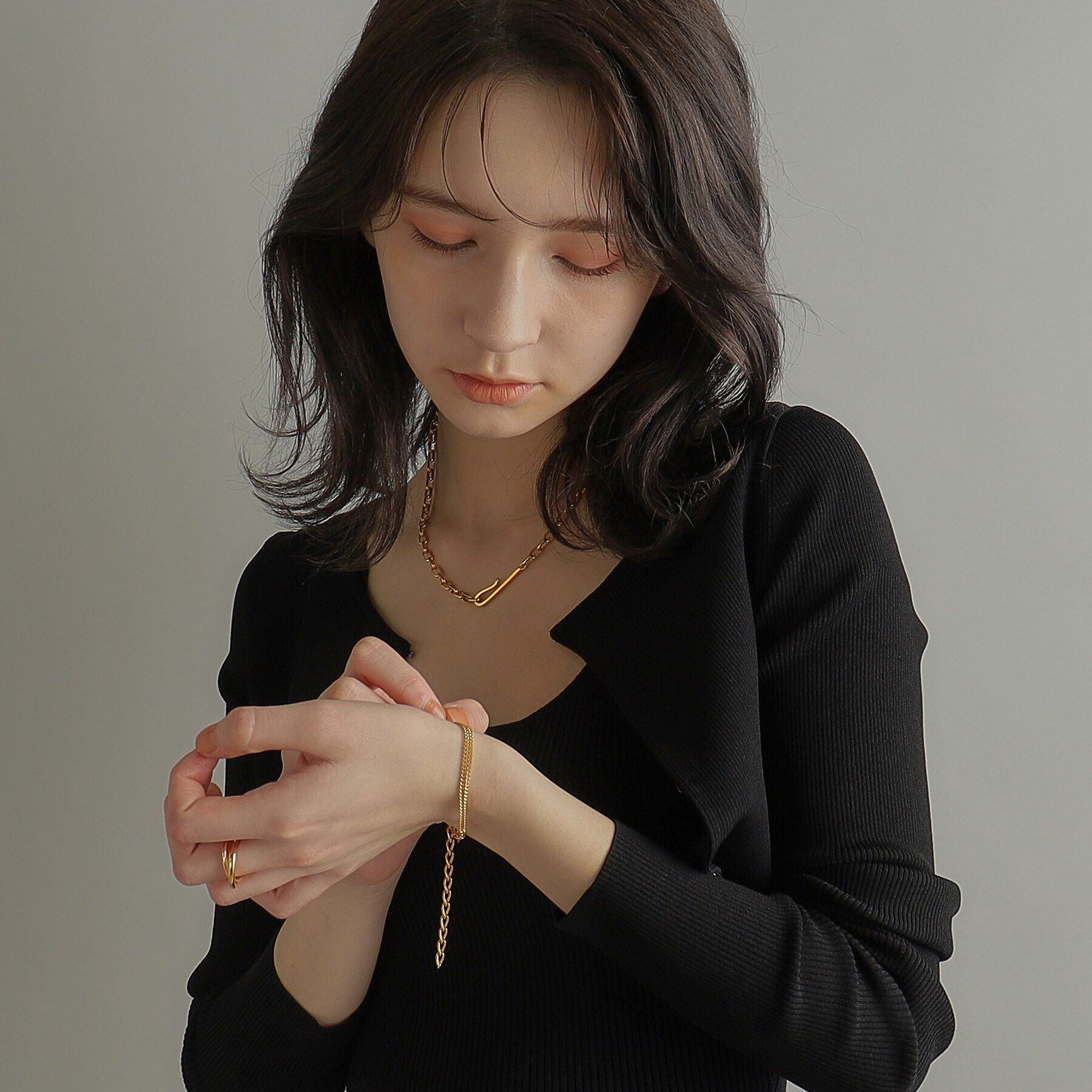 COCOSHNIK ONKITSCH「シルバー ハンギングマルチチェーン ブレスレット GP」|ブレスレット・バングル|