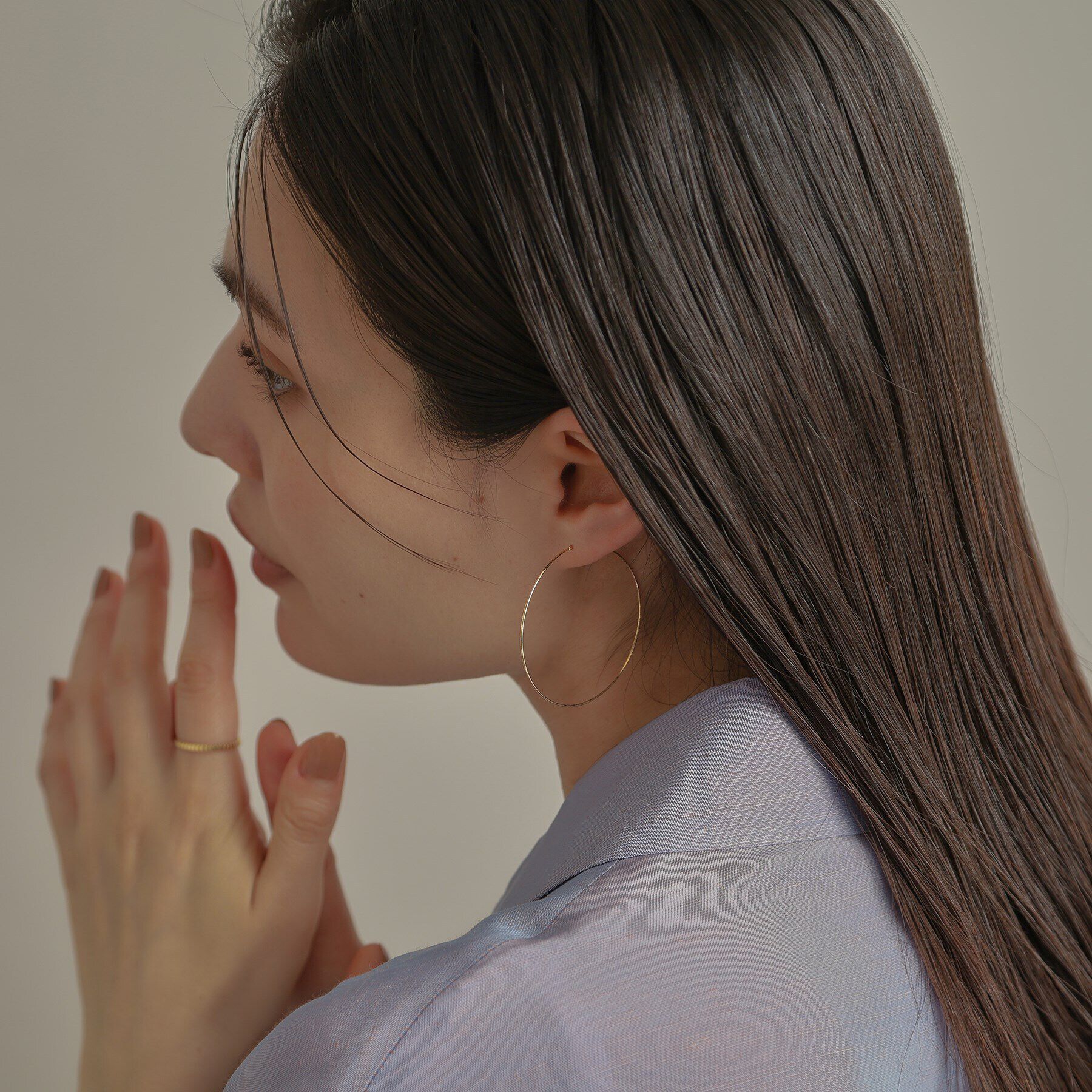 COCOSHNIK「K18オメガチェーン フープピアス大」|ピアス|