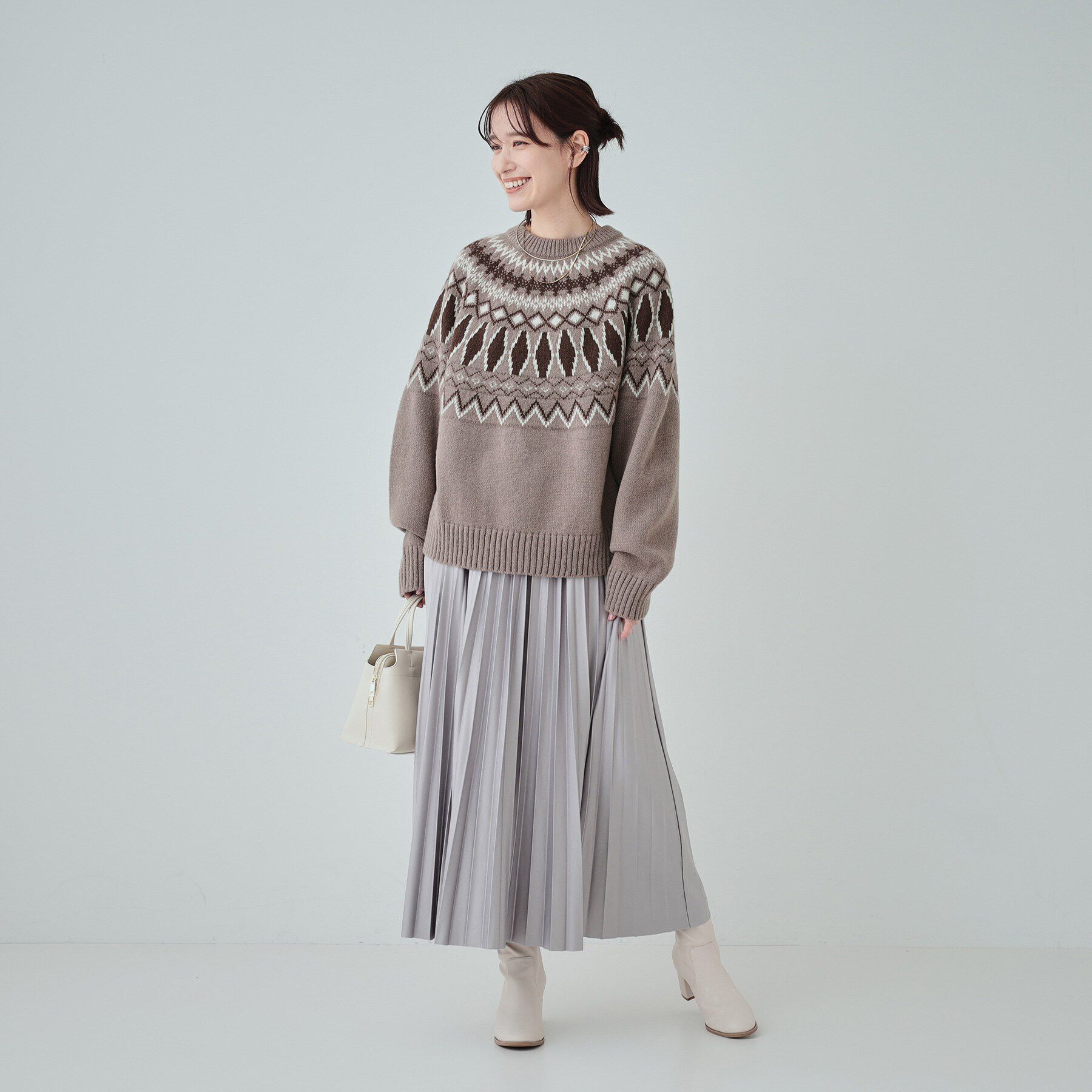 SHOO･LA･RUE「【S-LL】ゆるっと大人レトロなノスタルジック求心柄ニット」|ニット・セーター|