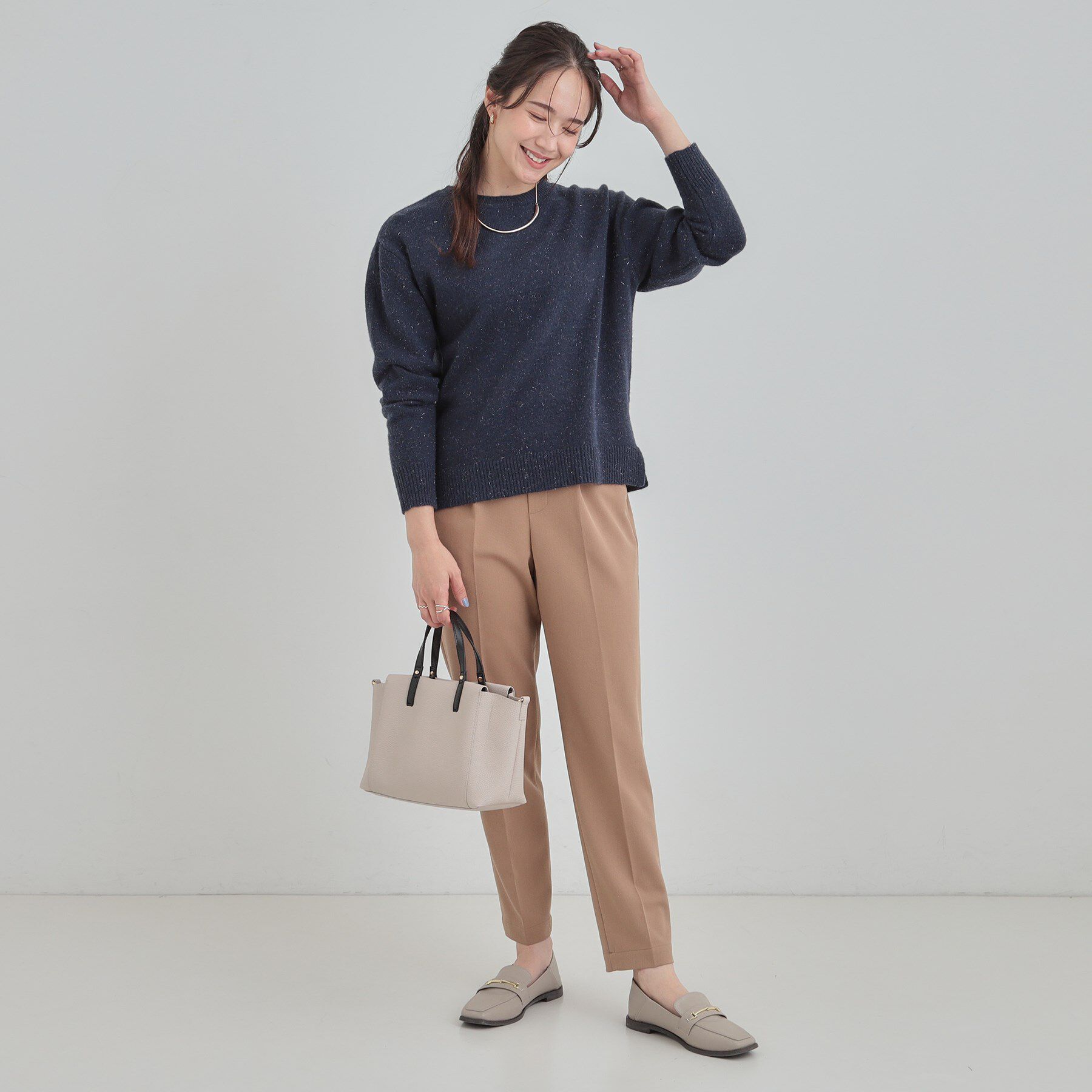 SHOO･LA･RUE「【S-LL/洗濯機可】さりげないラメが上品　クルーネックニット」|ニット・セーター|