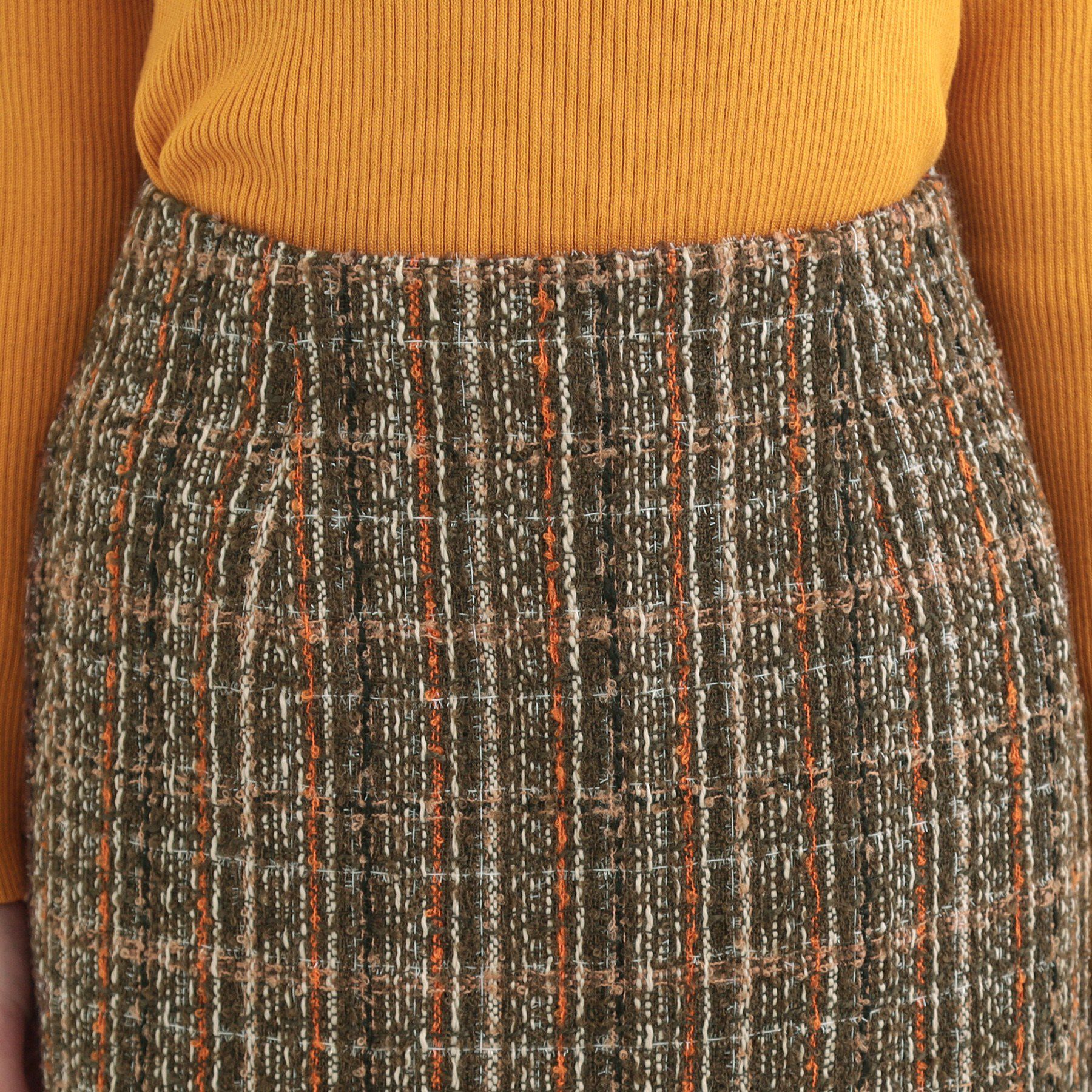 SHOO･LA･RUE「【S-LL】ミックスカラーで高見え ラメツイード ナロースカート」|スカート|