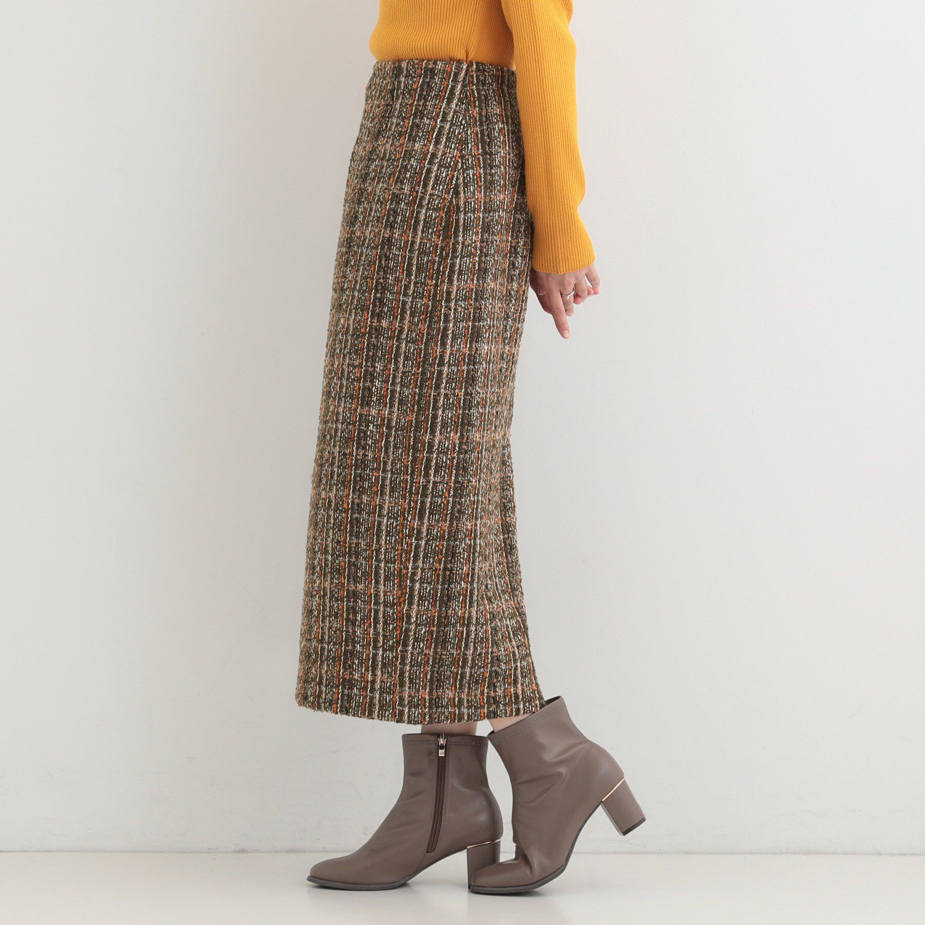 SHOO･LA･RUE「【S-LL】ミックスカラーで高見え ラメツイード ナロースカート」|スカート|